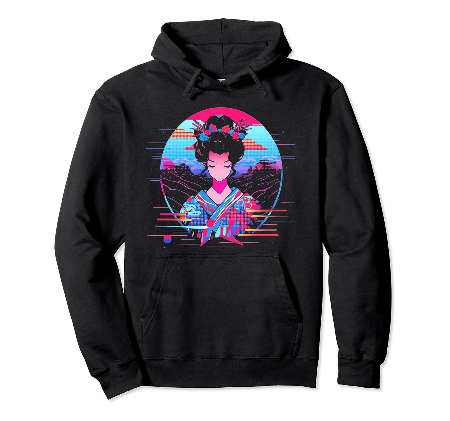 Vaporwave Geisha 80S Synthwave 27 Hoodie - Casual Everyday Wear Men Women - T-Shirt, Sweatshirt, Hoodie