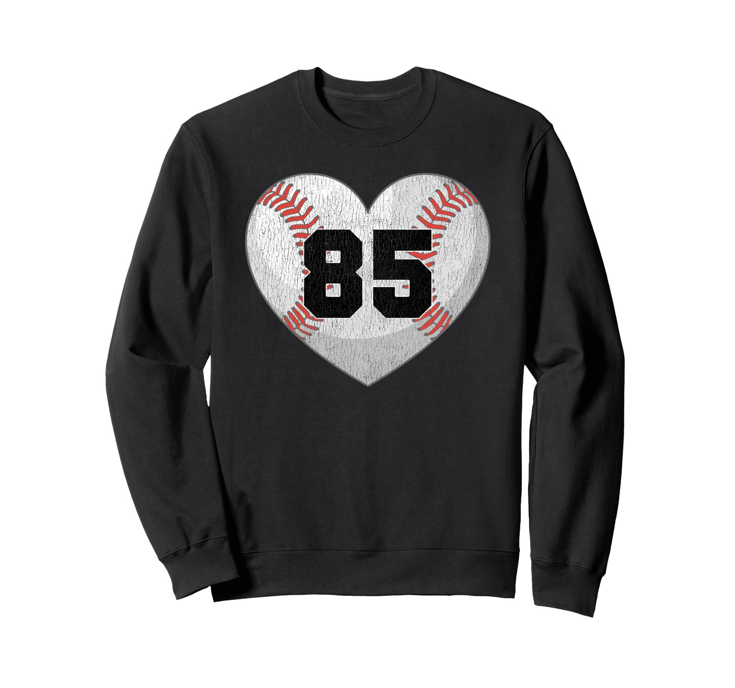 Baseball Number 85 Distressed Sweatshirt - Novelty Apparel for Adults - T-Shirt, Sweatshirt, Hoodie