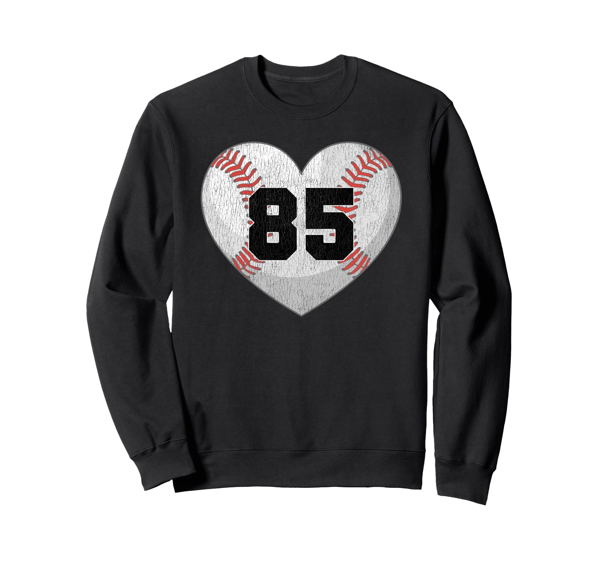 Baseball Number 85 Distressed Sweatshirt - Novelty Apparel for Adults - T-Shirt, Sweatshirt, Hoodie
