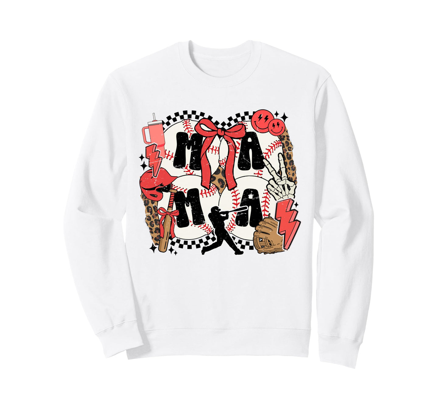 Checkered Baseball Mama Sweatshirt - Casual Everyday Wear Unisex - T-Shirt, Sweatshirt, Hoodie