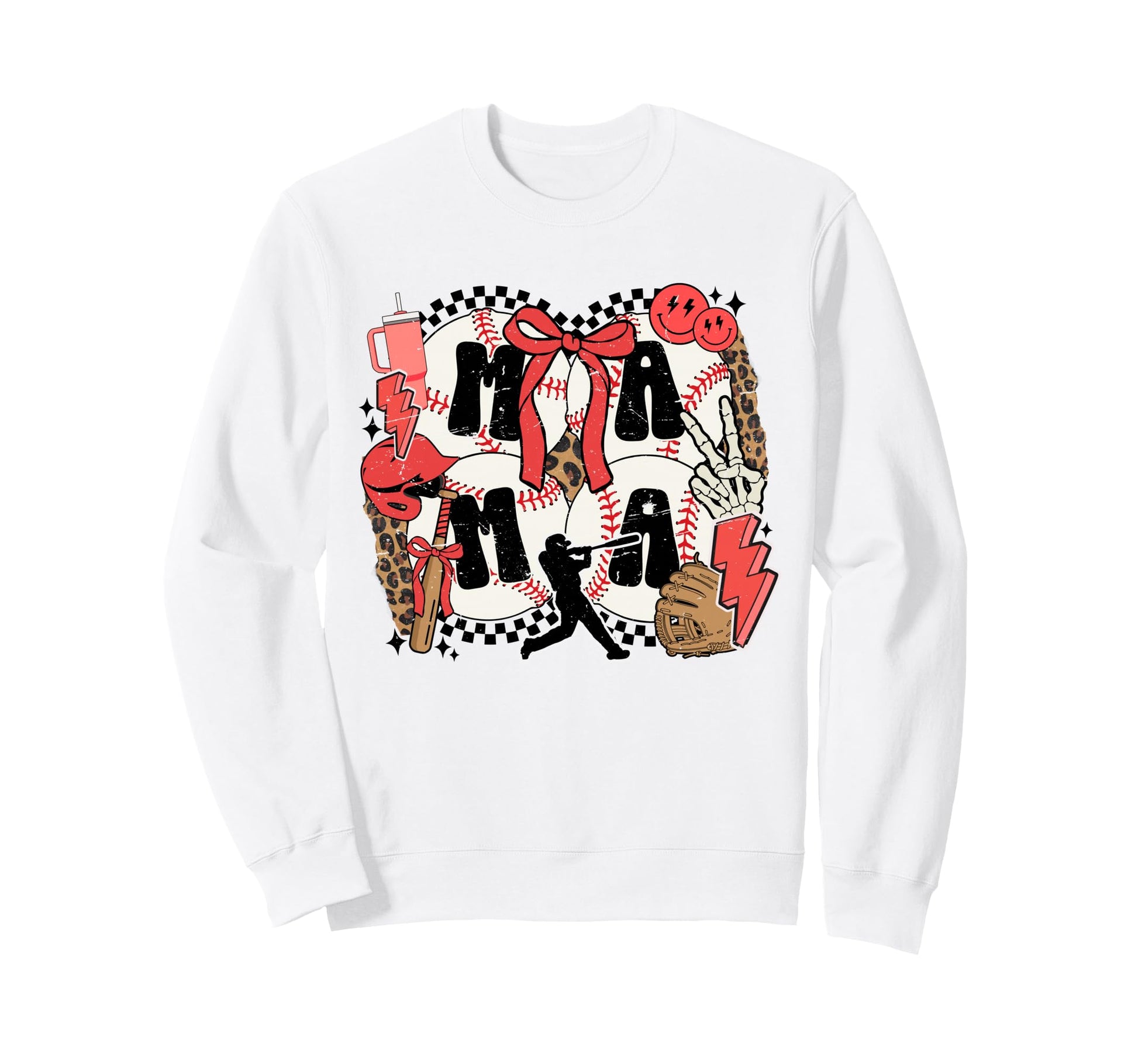 Checkered Baseball Mama Sweatshirt - Casual Everyday Wear Unisex - T-Shirt, Sweatshirt, Hoodie