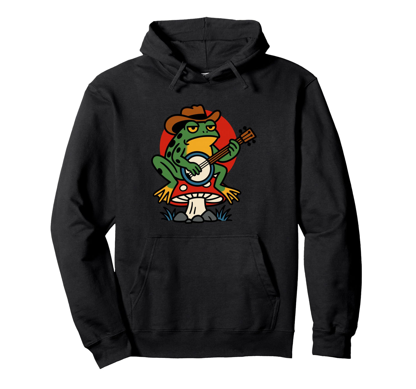 Frog Banjo Tattoo Flash American Hoodie - Custom Art Print Men Women - T-Shirt, Sweatshirt, Hoodie