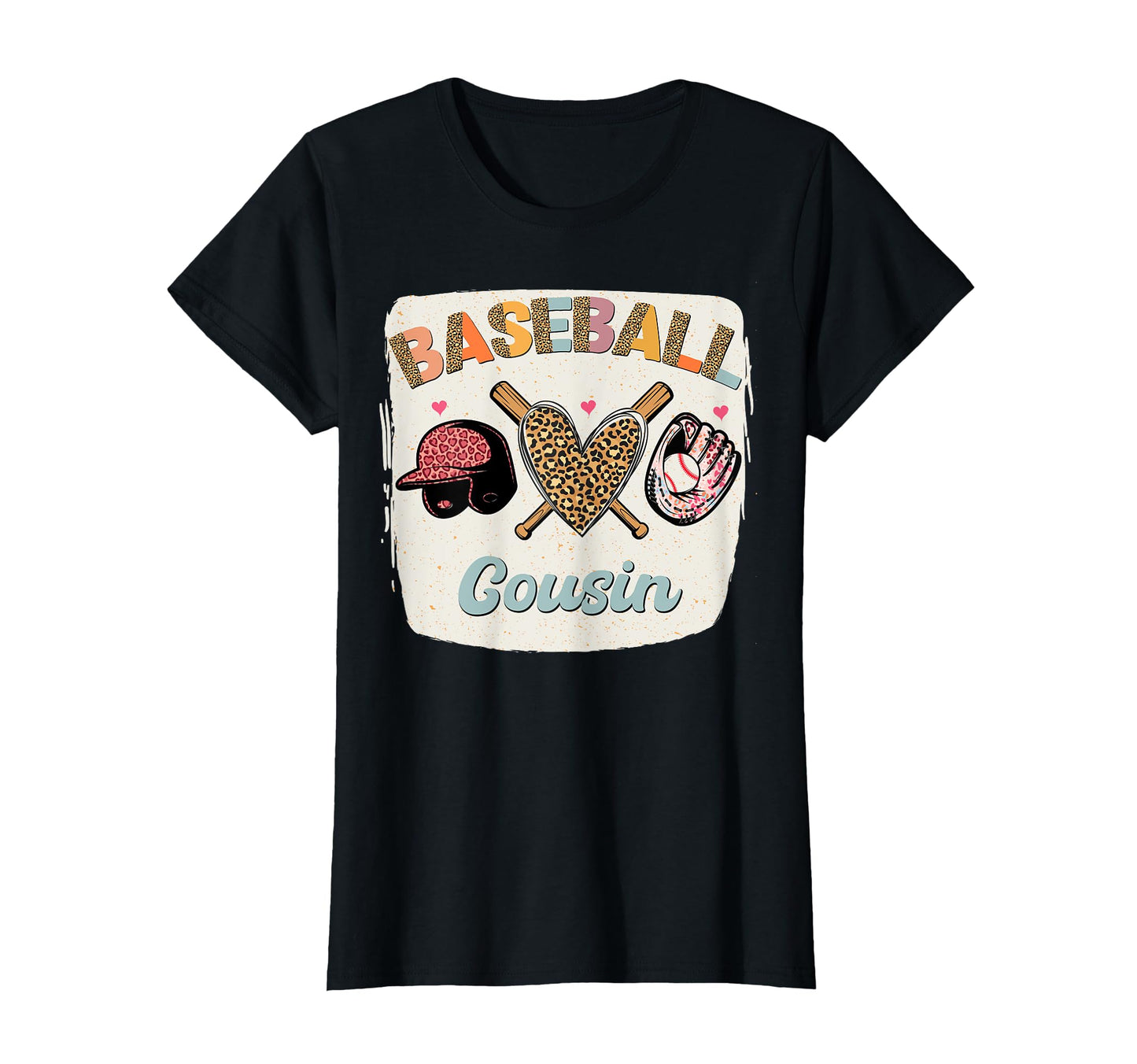 Bleached Baseball Cousin Leopard Heart T-Shirt - Minimalist Print Unisex - T-Shirt, Sweatshirt, Hoodie