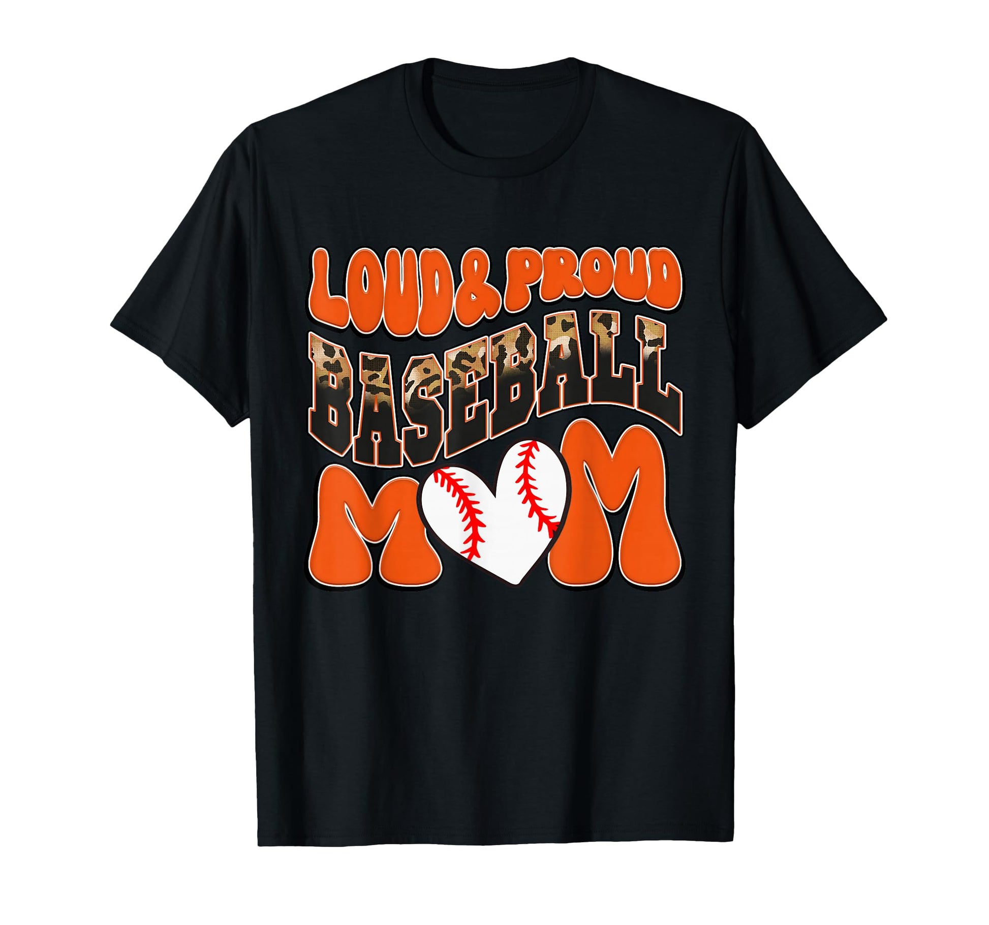 Loud Proud Baseball Mom Orange Team T-Shirt - Custom Art Print for Adults - T-Shirt, Sweatshirt, Hoodie