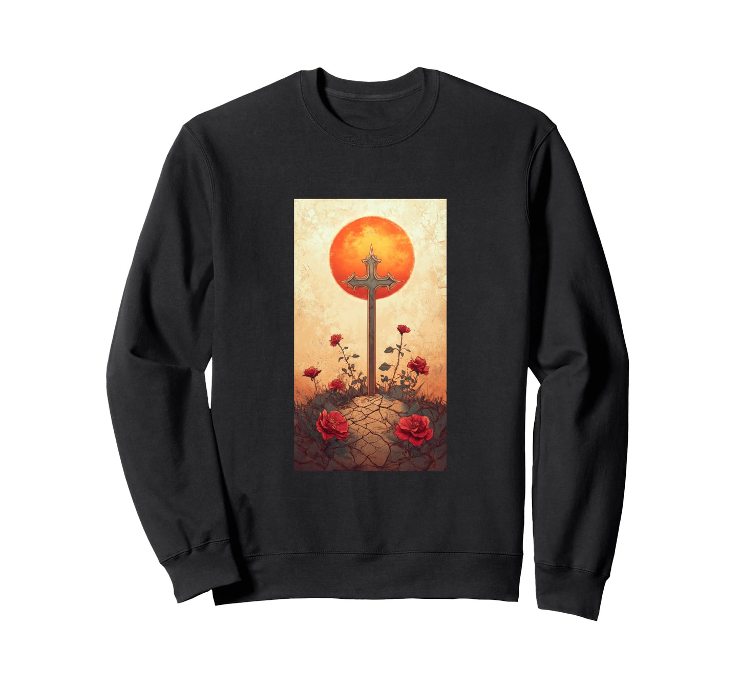 Gothic Cross Grunge Aesthetic Sweatshirt - Casual Everyday Wear Men Women - T-Shirt, Sweatshirt, Hoodie