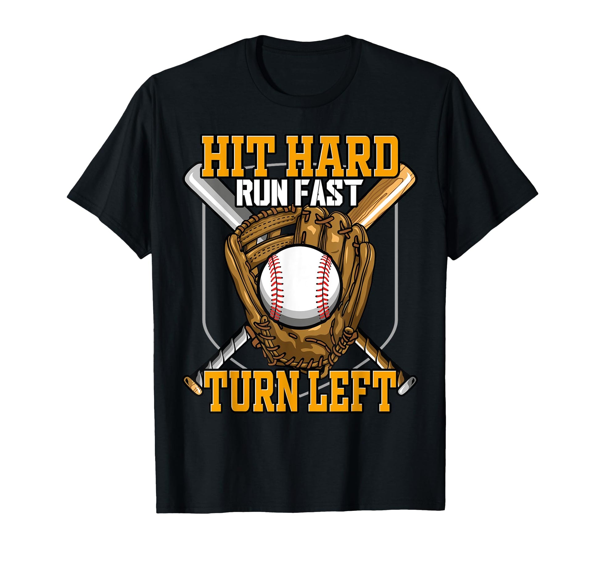 Hit Hard Run Fast Turn Left Funny T-Shirt - Minimalist Print Unisex - T-Shirt, Sweatshirt, Hoodie