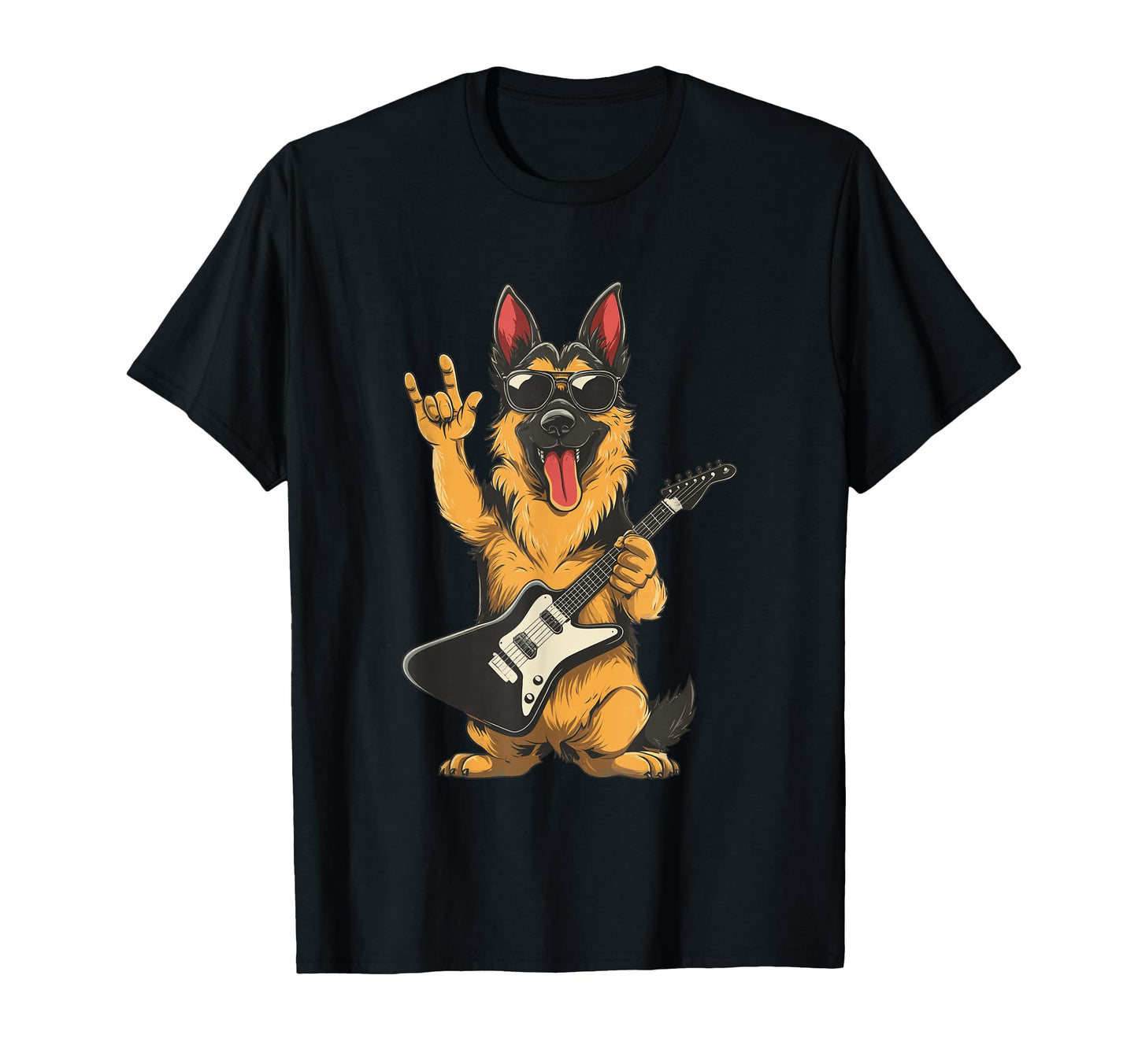 Funny German Shepherd Rock Dog T-Shirt - Fun Novelty Design Men Women - T-Shirt, Sweatshirt, Hoodie