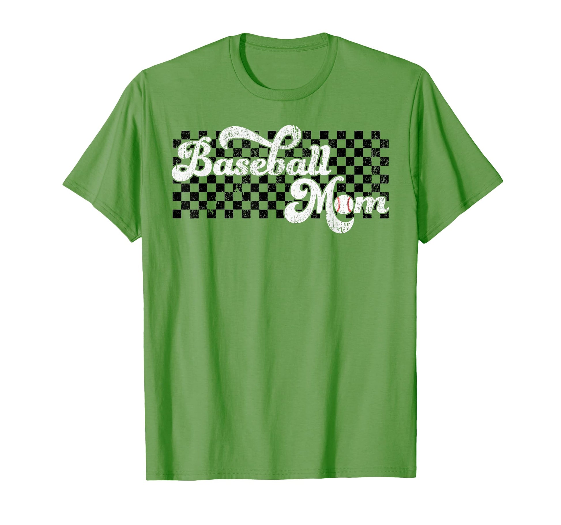 Baseball Mom Baseball Mama Checkered T-Shirt - Casual Everyday Wear Unisex - T-Shirt, Sweatshirt, Hoodie
