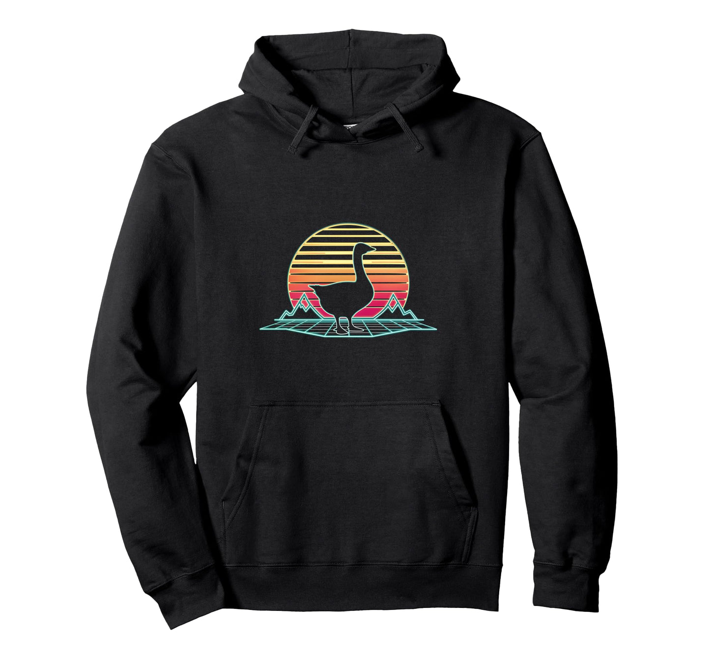 Goose Sunset Synthwave Animal Lover Hoodie - Casual Everyday Wear Unisex - T-Shirt, Sweatshirt, Hoodie