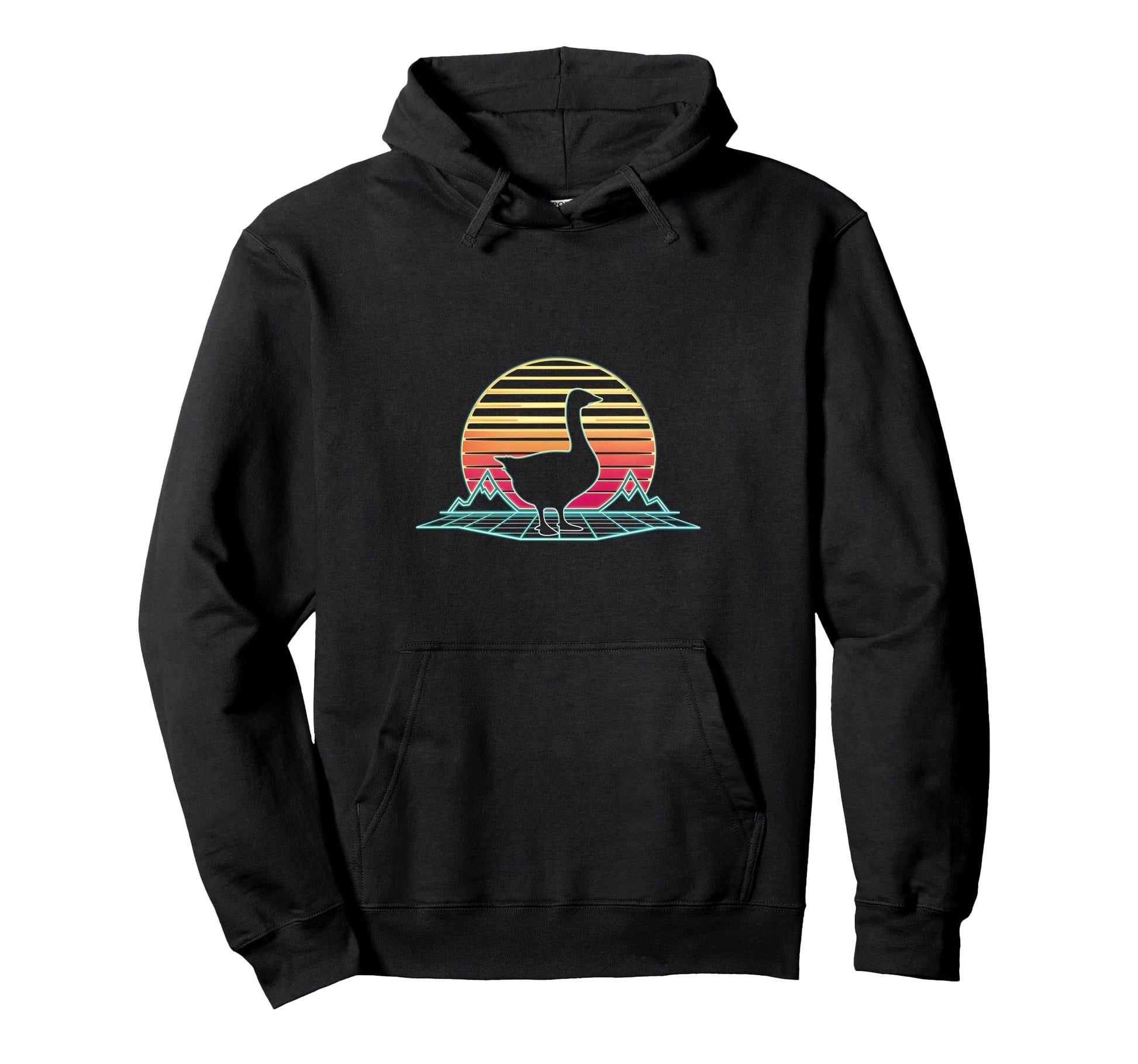 Goose Sunset Synthwave Animal Lover Hoodie - Casual Everyday Wear Unisex - T-Shirt, Sweatshirt, Hoodie