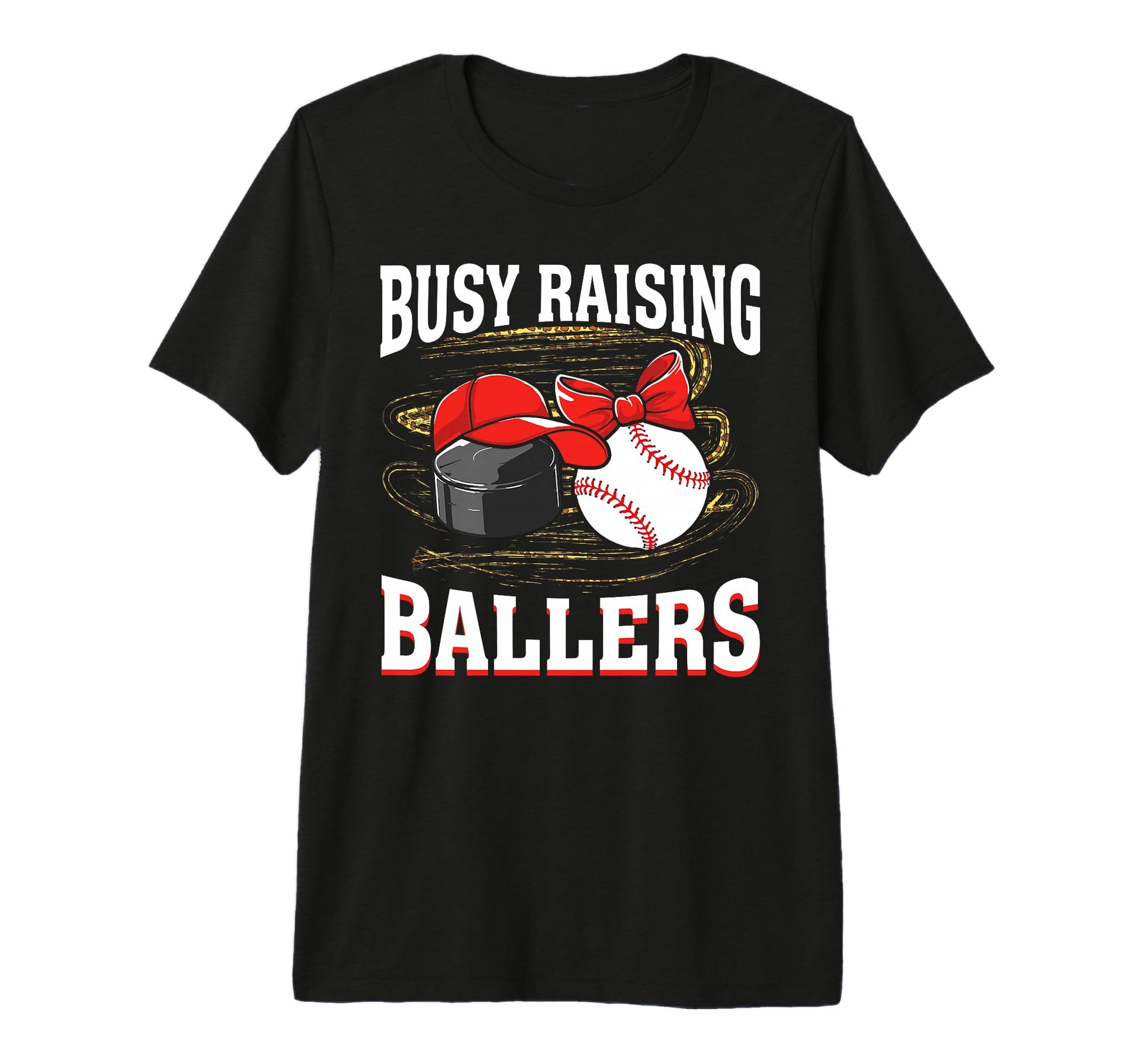 Busy Raising Ballers Hockey Baseball Mom T-Shirt - Minimalist Print Unisex - T-Shirt, Sweatshirt, Hoodie
