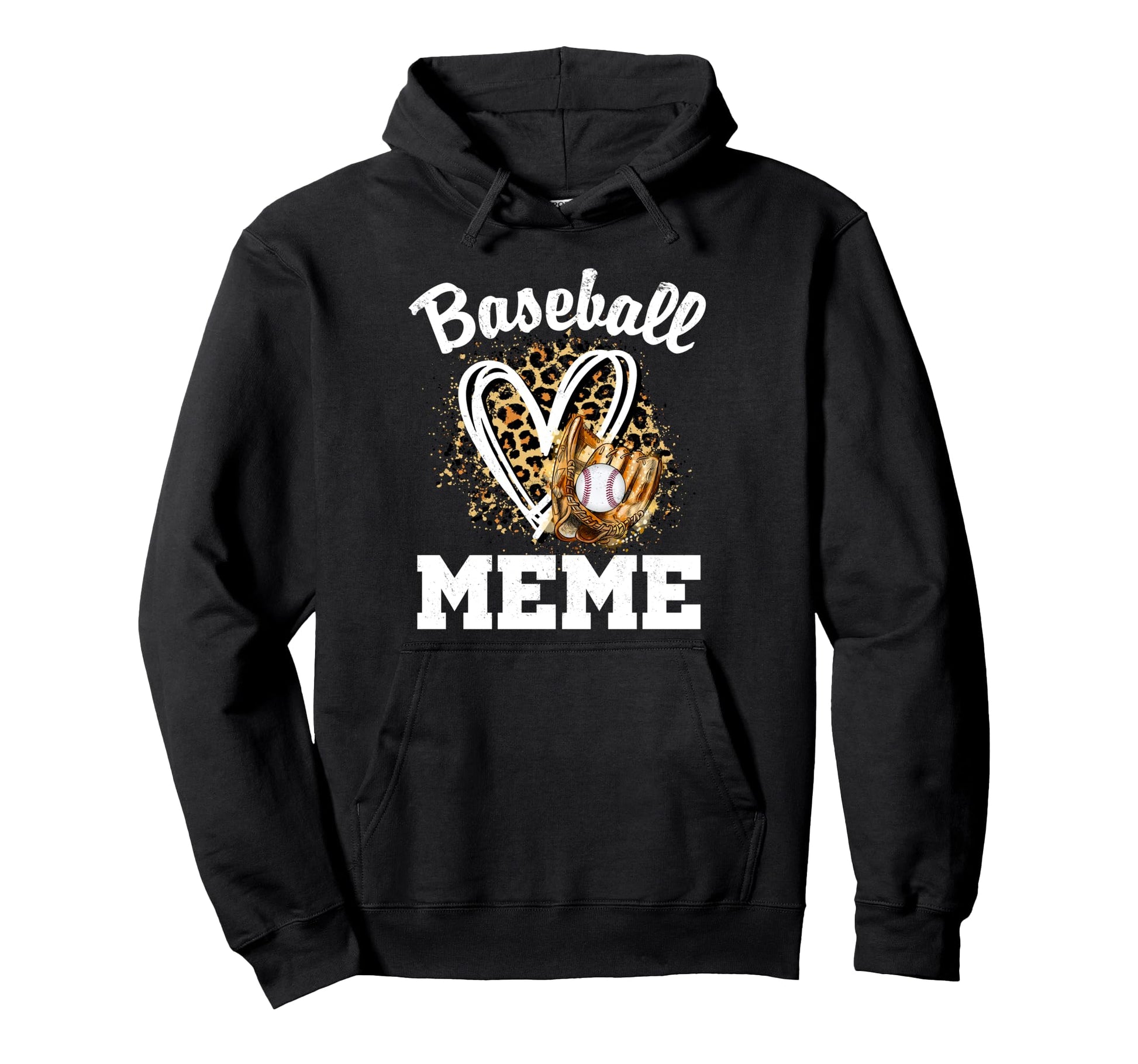 Baseball Meme Leopard Heart Matching Hoodie - Graphic Print Men Women - T-Shirt, Sweatshirt, Hoodie