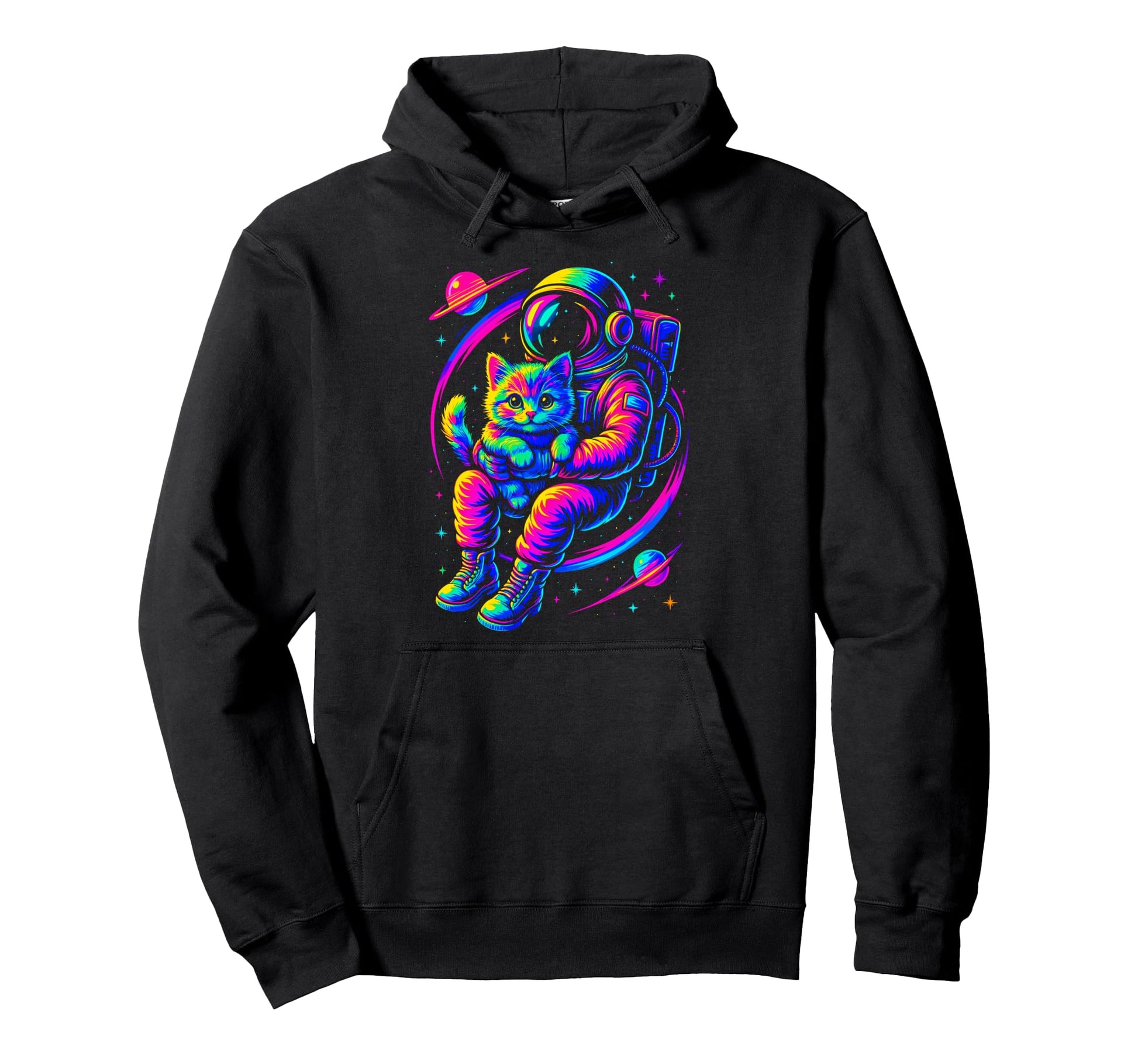 Vaporwave Astronaut Cat Space Hoodie - Casual Everyday Wear Men Women - T-Shirt, Sweatshirt, Hoodie