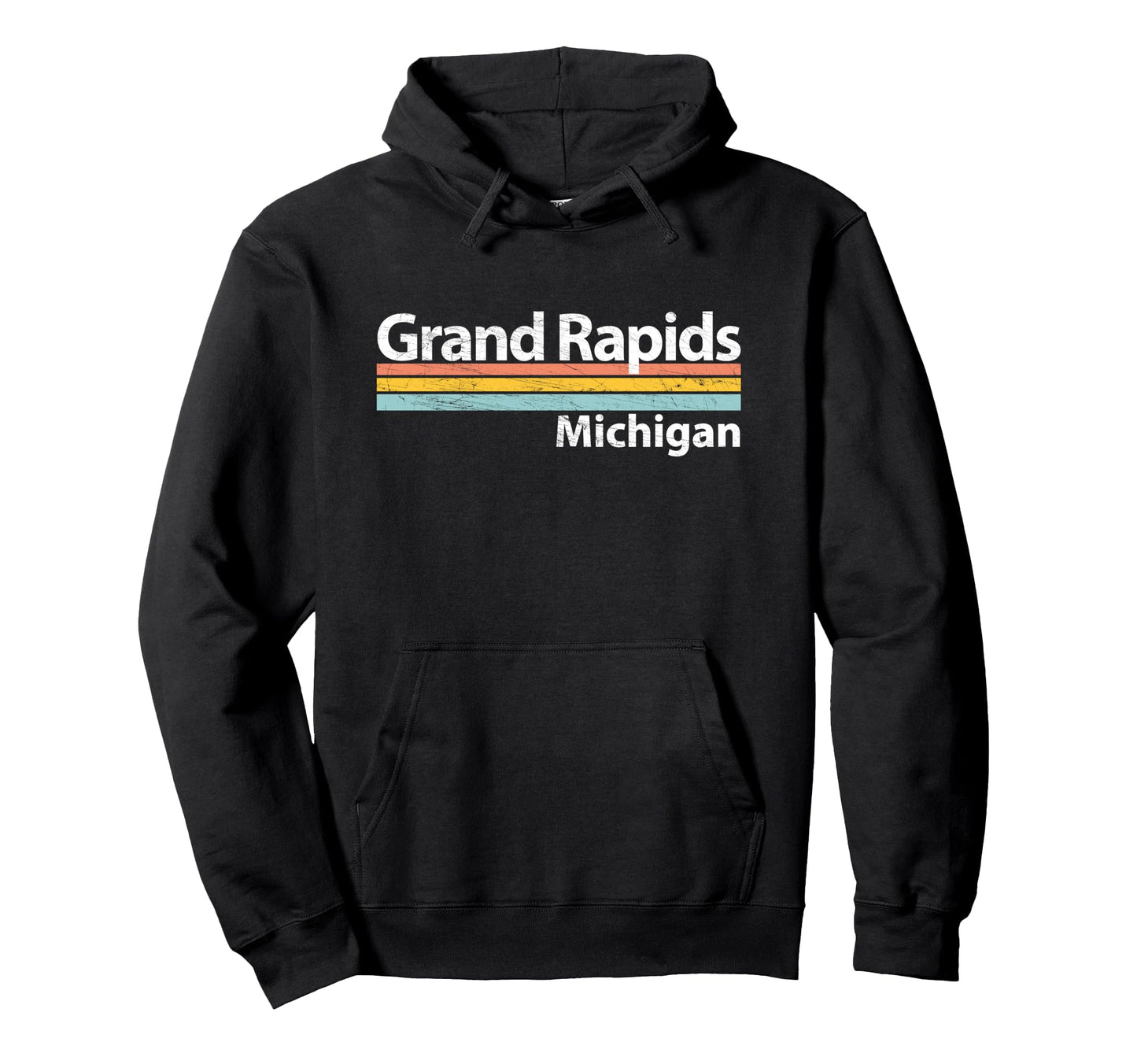 Grand Rapids Michigan Worn Stripes Hoodie - Unique Graphic Unisex - T-Shirt, Sweatshirt, Hoodie