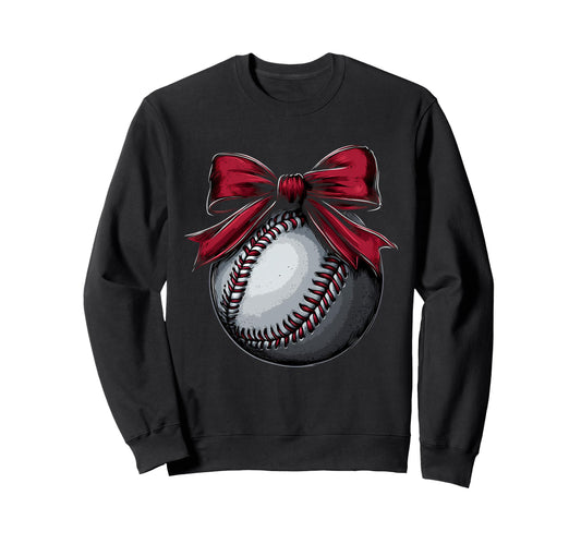 Baseball Coquette Bow Baseball Mom Sweatshirt - Custom Art Print Men Women - T-Shirt, Sweatshirt, Hoodie