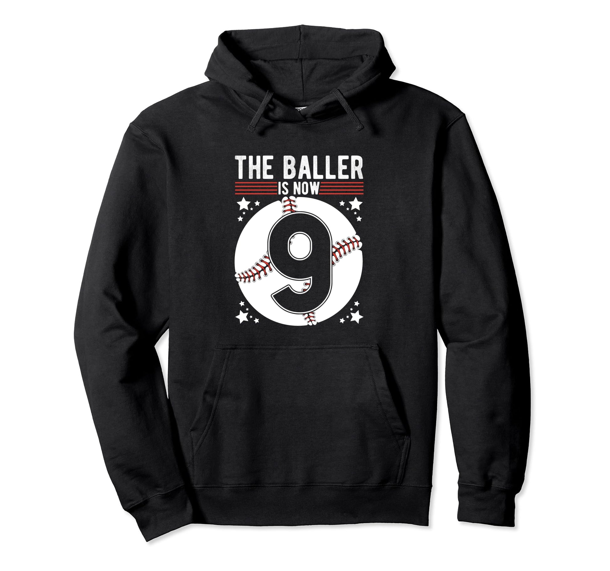 This Baller Is Now 9Th Birthday Baseball Hoodie - Novelty Apparel Unisex - T-Shirt, Sweatshirt, Hoodie