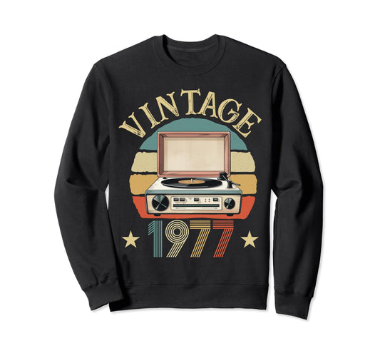 1977 Born 1977 Sunset Vinyl Sweatshirt - Custom Art Print for Adults - T-Shirt, Sweatshirt, Hoodie