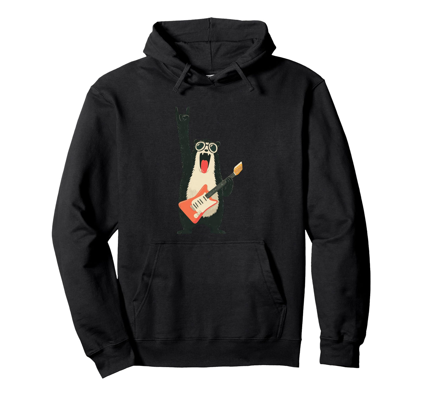 Funny Bear Guitarist Animal Hoodie - Custom Art Print Unisex - T-Shirt, Sweatshirt, Hoodie