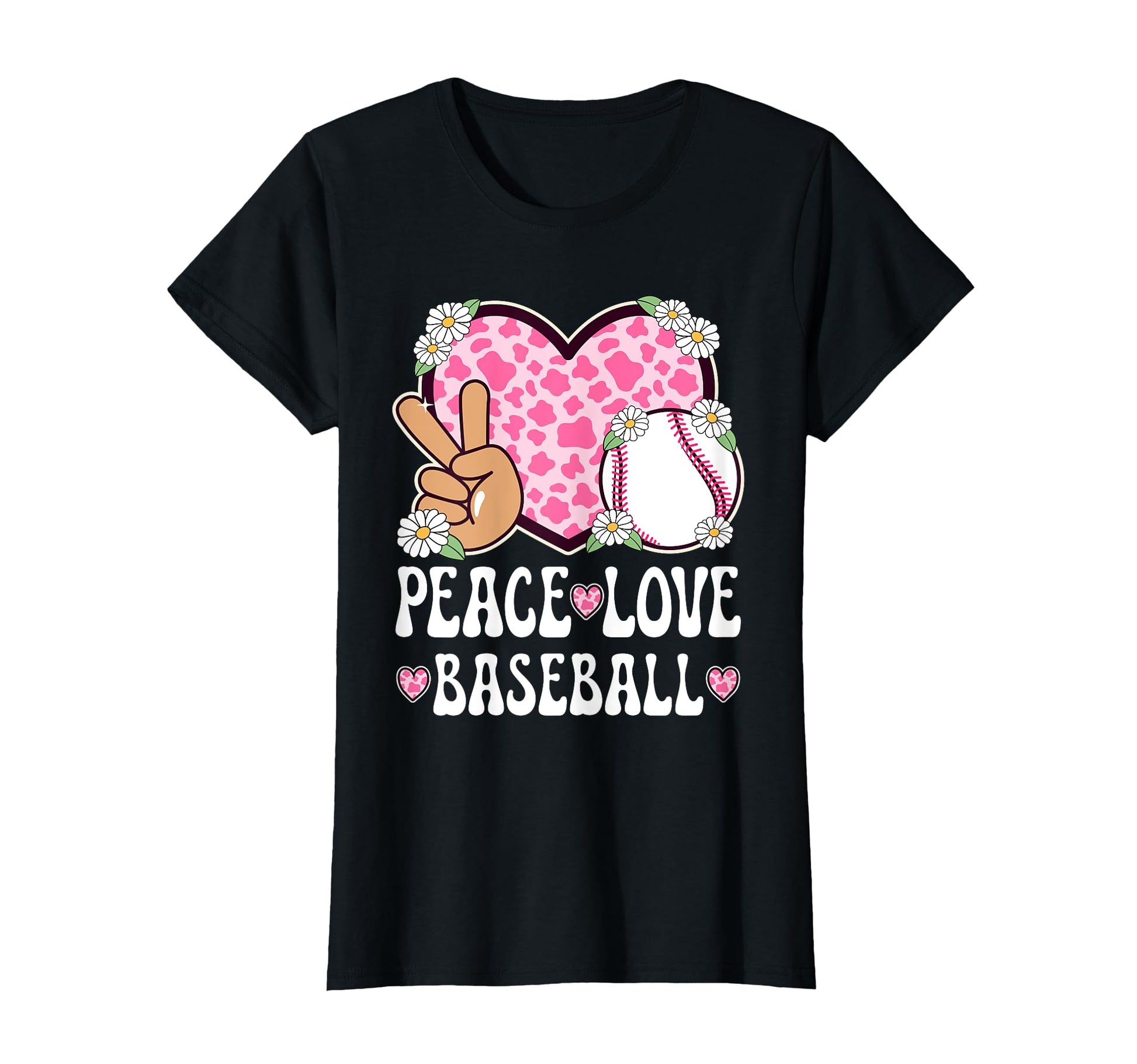 Peace Love Baseball Lover Cow T-Shirt - Casual Everyday Wear for Adults - T-Shirt, Sweatshirt, Hoodie