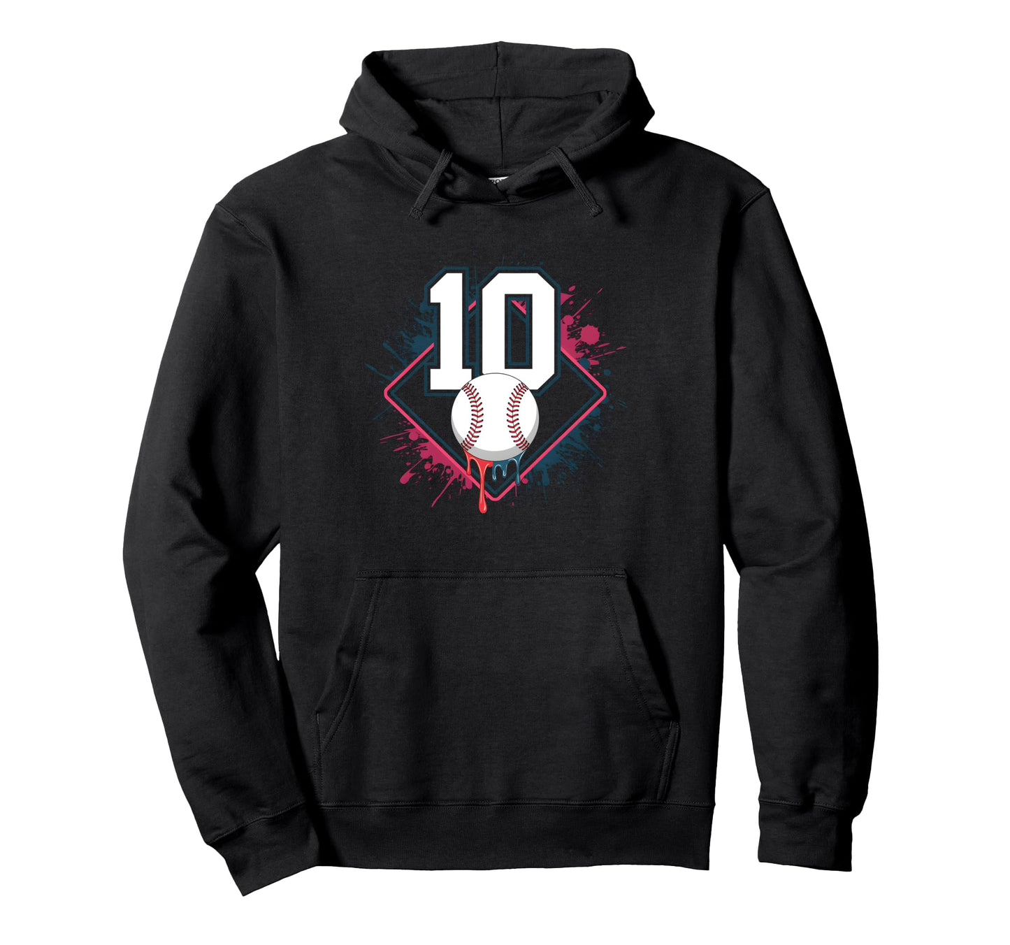 Baseball Drip 10Th Birthday Party 10 Hoodie - Custom Art Print for Adults - T-Shirt, Sweatshirt, Hoodie