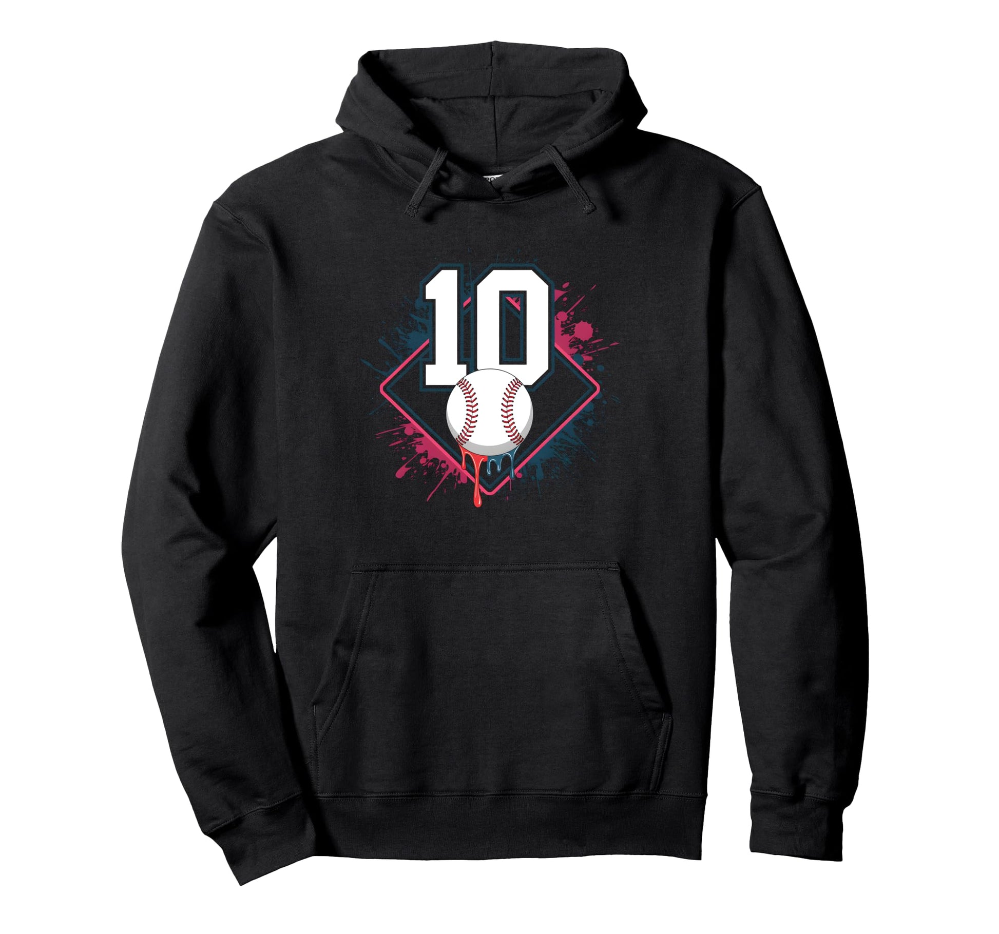 Baseball Drip 10Th Birthday Party 10 Hoodie - Custom Art Print for Adults - T-Shirt, Sweatshirt, Hoodie