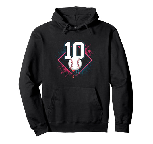 Baseball Drip 10Th Birthday Party 10 Hoodie - Custom Art Print for Adults - T-Shirt, Sweatshirt, Hoodie