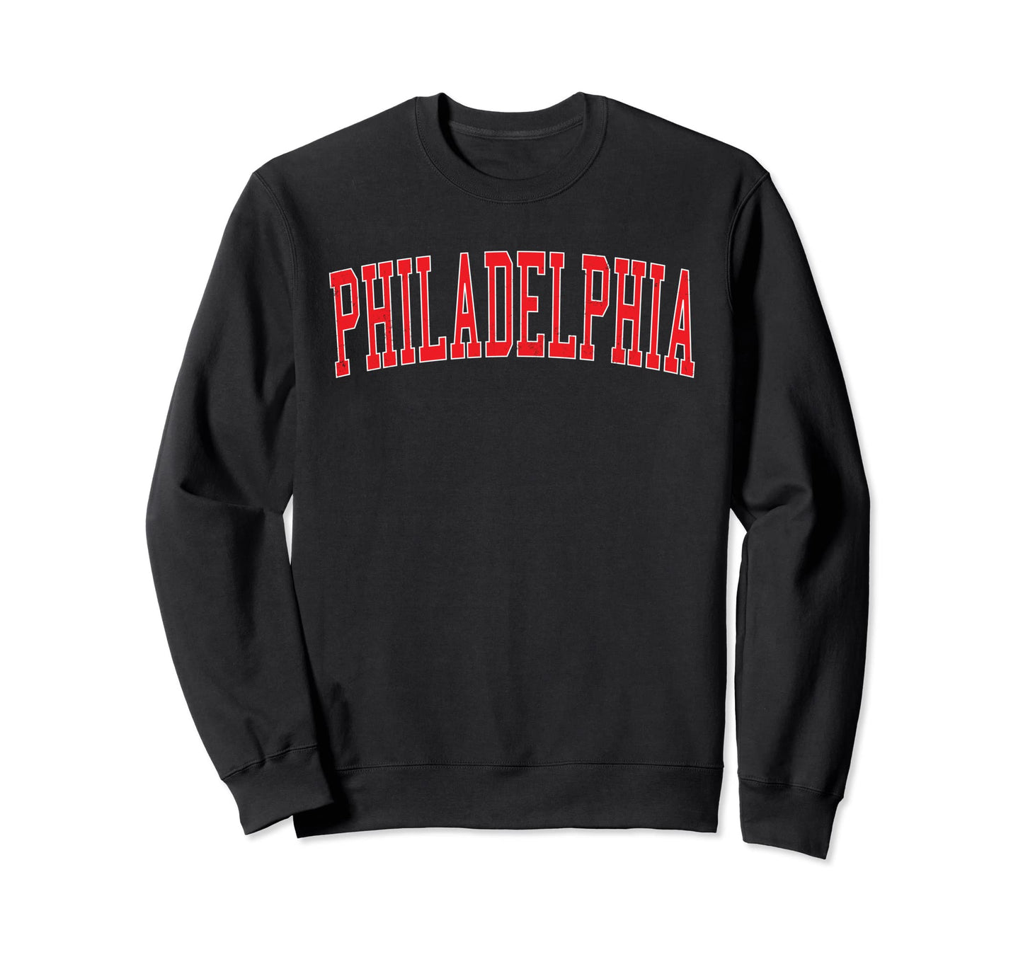 Philadelphia Pa Varsity Red Text Sweatshirt - Aesthetic Graphic Men Women - T-Shirt, Sweatshirt, Hoodie