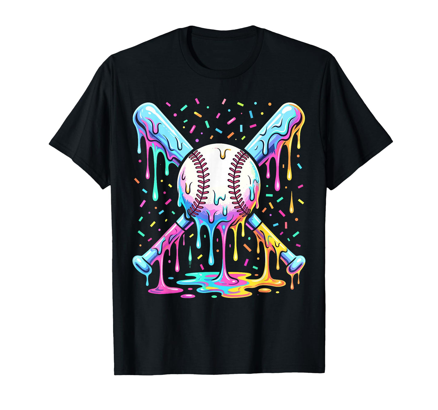 Baseball Player Ice Cream Sprinkles Funny T-Shirt - Graphic Print Unisex - T-Shirt, Sweatshirt, Hoodie