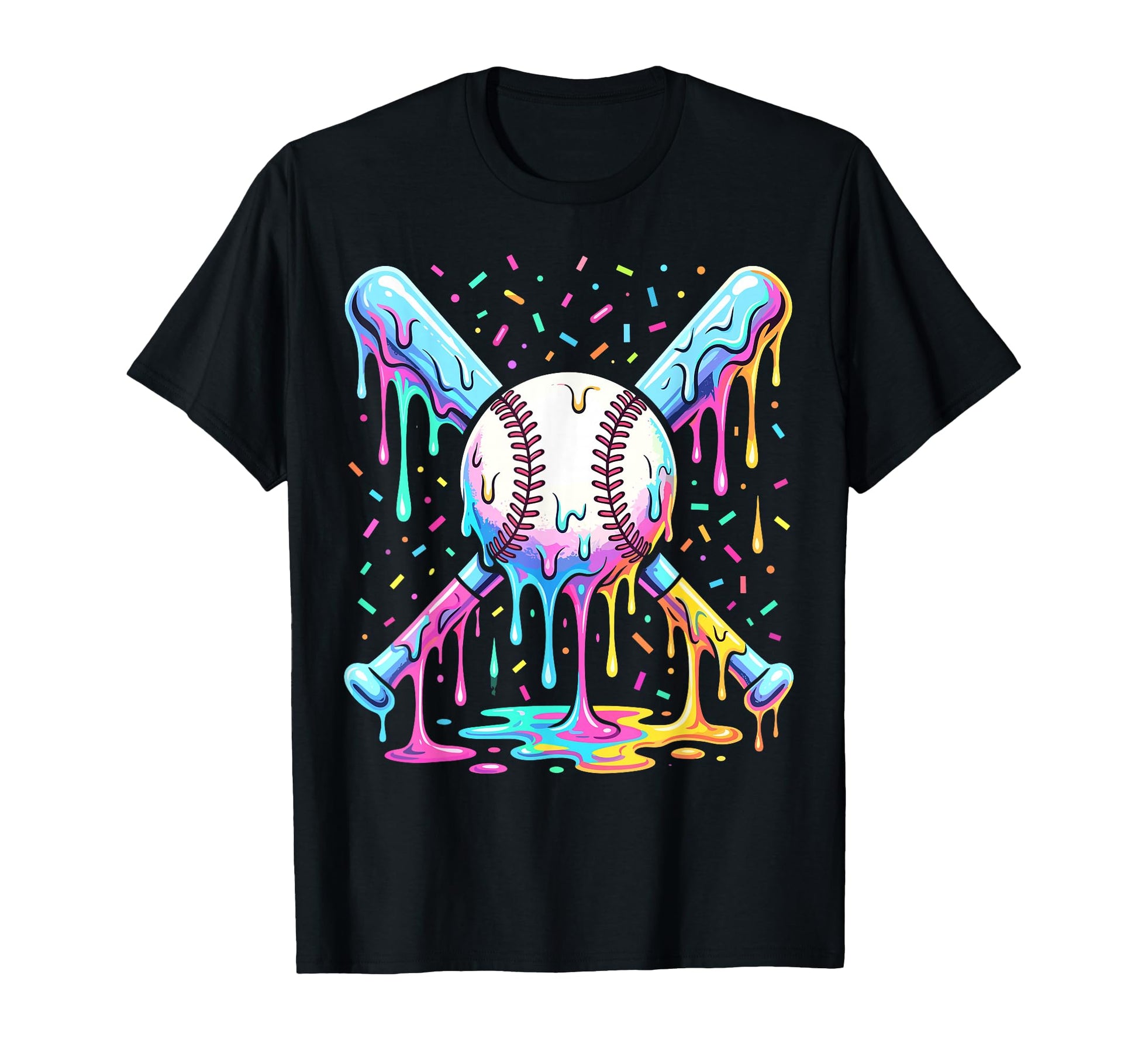 Baseball Player Ice Cream Sprinkles Funny T-Shirt - Graphic Print Unisex - T-Shirt, Sweatshirt, Hoodie