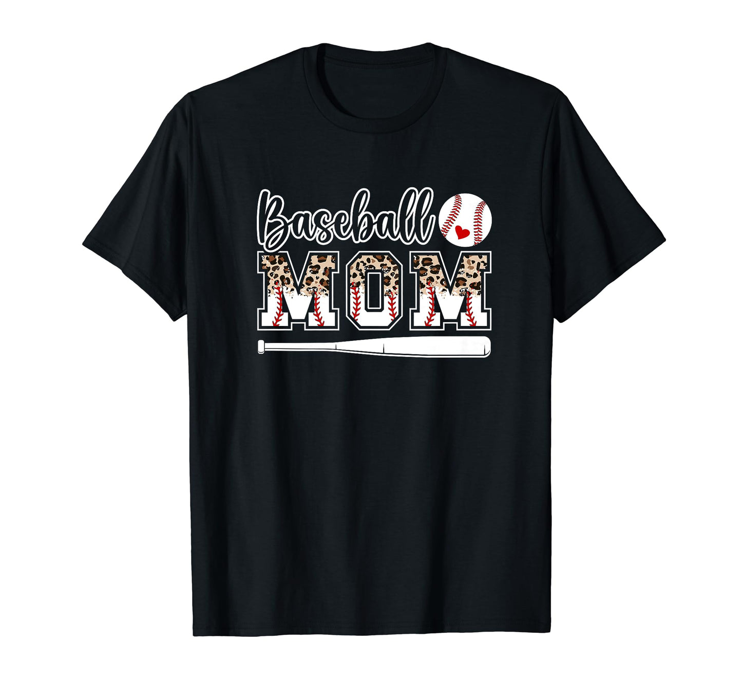 Baseball Mom Leopard Mom Baseball T-Shirt - Fun Novelty Design for Adults - T-Shirt, Sweatshirt, Hoodie