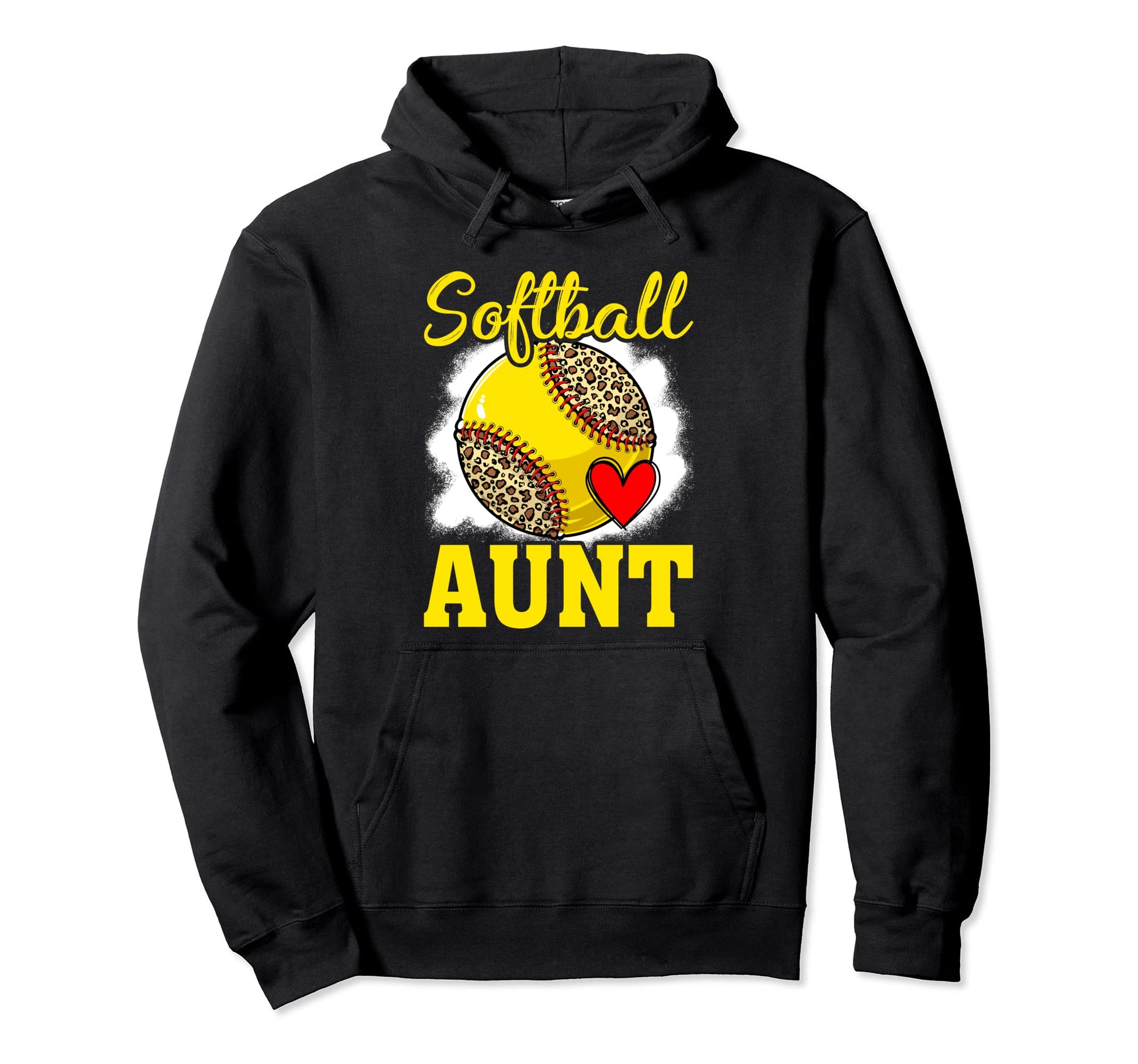 Softball Aunt Leopard Baseball Mommy Hoodie - Novelty Apparel Men Women - T-Shirt, Sweatshirt, Hoodie