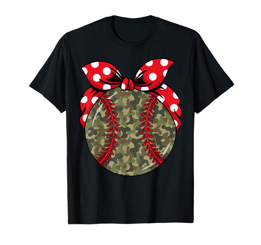 Baseball Camo Bow Softball Checkered Hoodie - Novelty Apparel Men Women - T-Shirt, Sweatshirt, Hoodie