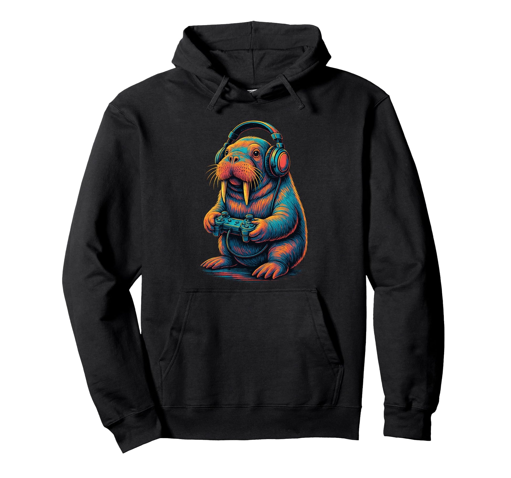 Walrus Gamer Gaming Animal Lover Hoodie - Aesthetic Graphic Unisex - T-Shirt, Sweatshirt, Hoodie