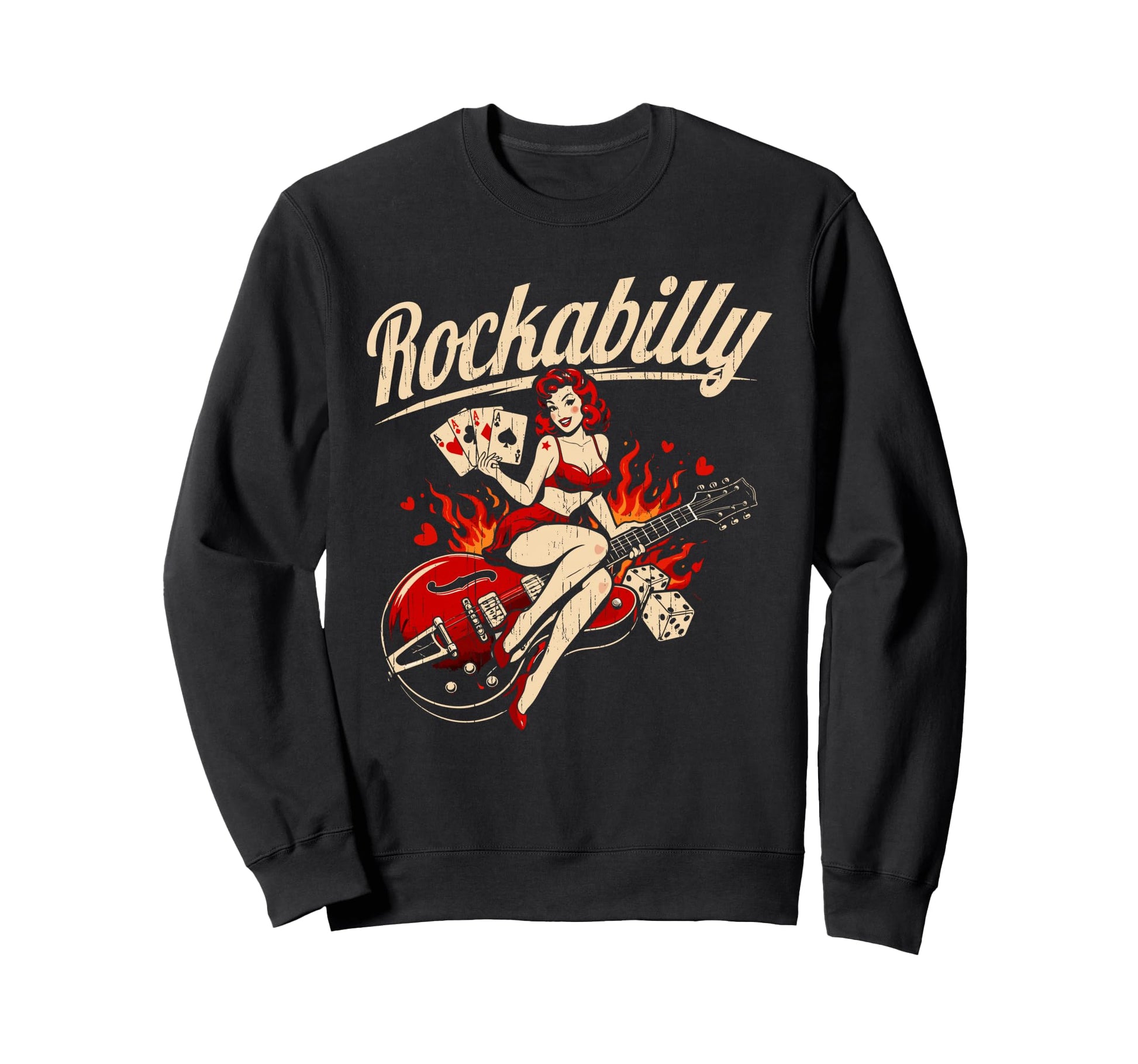 Rockabilly Pin Up 50S Rock Guitar Sweatshirt - Streetwear Style Men Women - T-Shirt, Sweatshirt, Hoodie