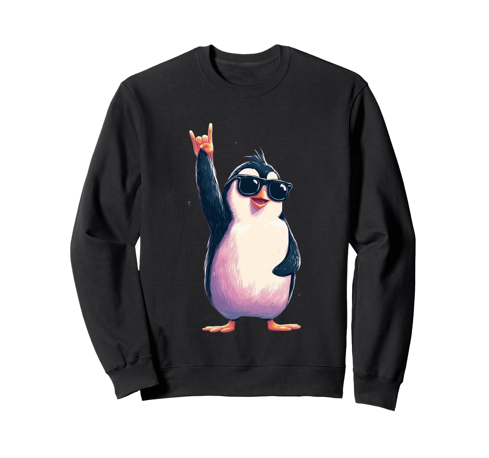 Penguin Rock Hand Sign Sunglasses Sweatshirt - Minimalist Print Men Women - T-Shirt, Sweatshirt, Hoodie