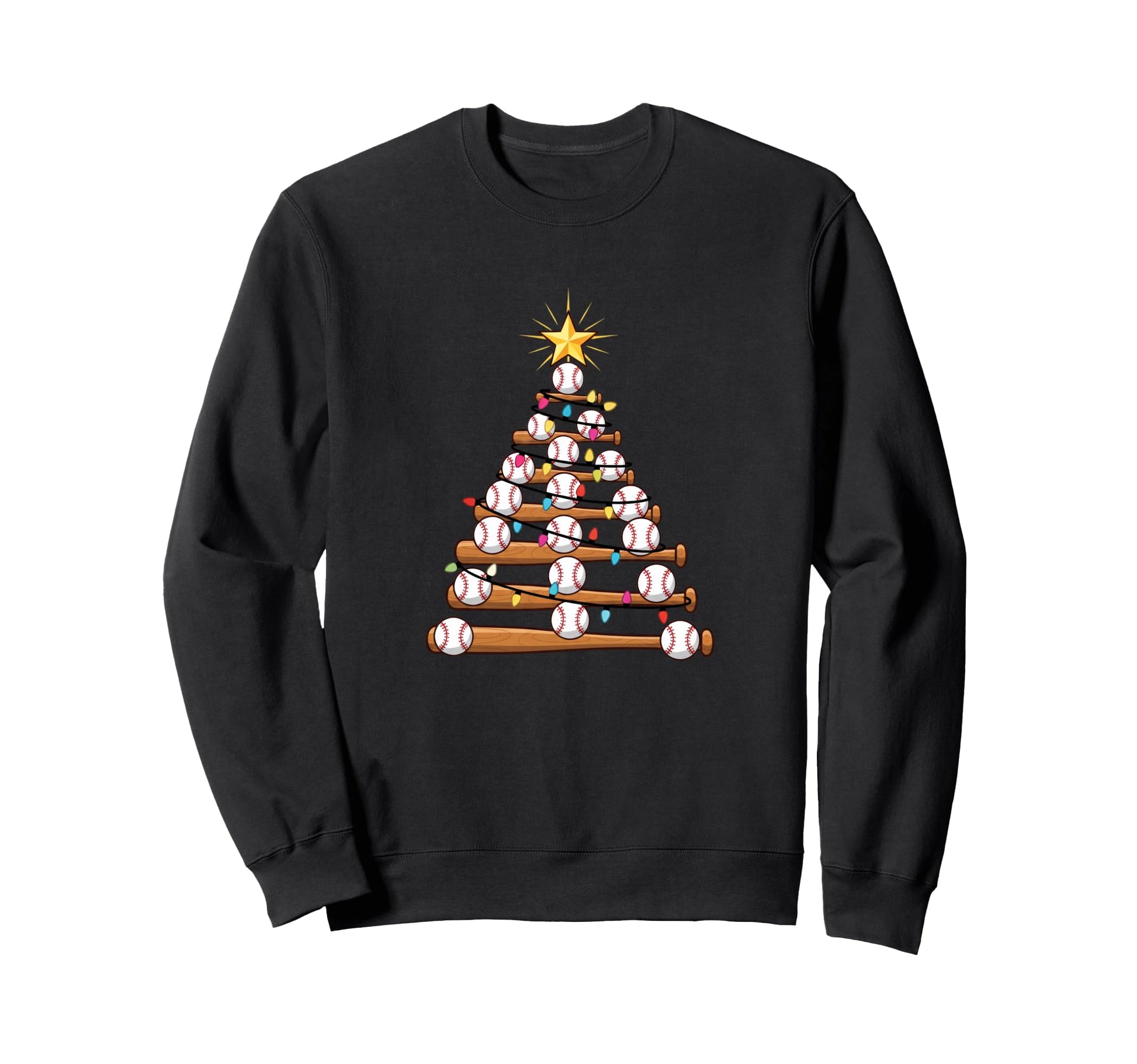 Baseball Tree Bats Balls Holiday Sweatshirt - Minimalist Print for Adults - T-Shirt, Sweatshirt, Hoodie