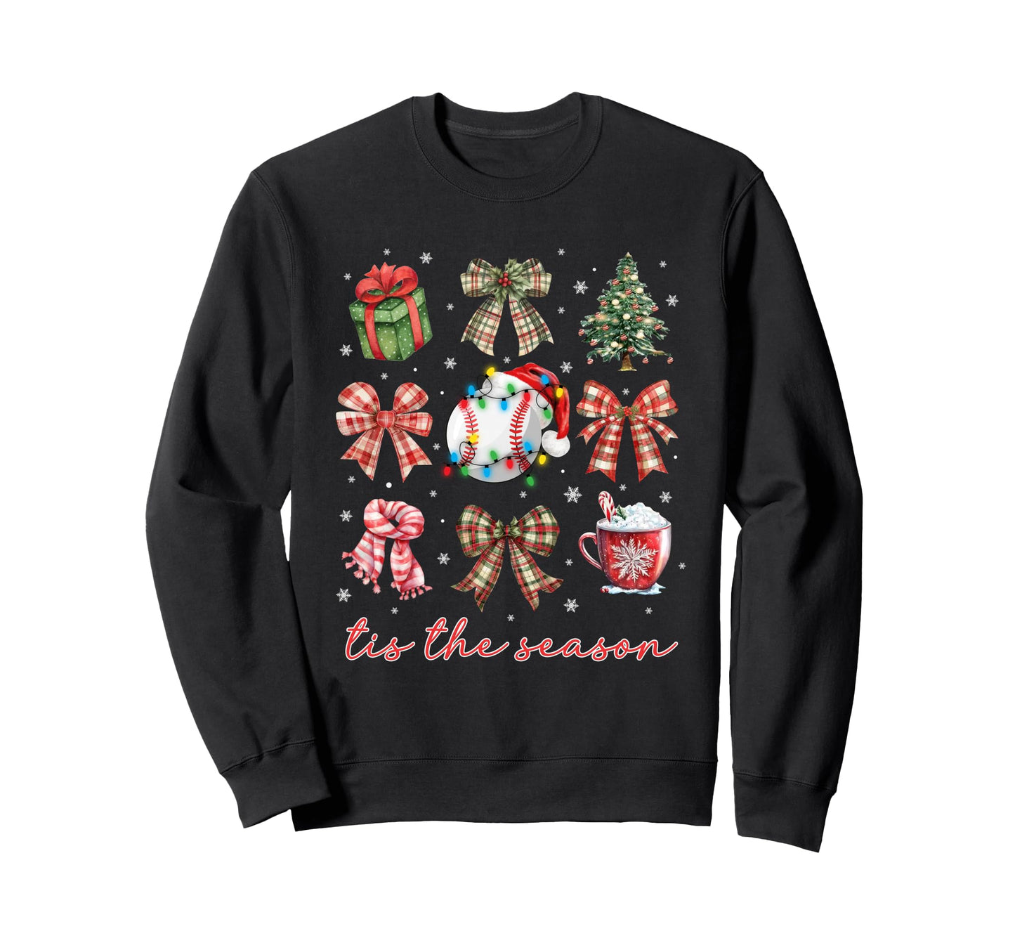 Baseball Bow Santa Sports Hat Tis Sweatshirt - Unique Graphic for Adults - T-Shirt, Sweatshirt, Hoodie