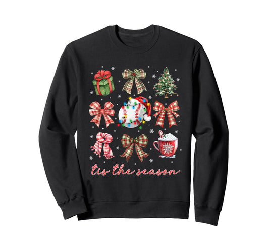Baseball Bow Santa Sports Hat Tis Sweatshirt - Unique Graphic for Adults - T-Shirt, Sweatshirt, Hoodie