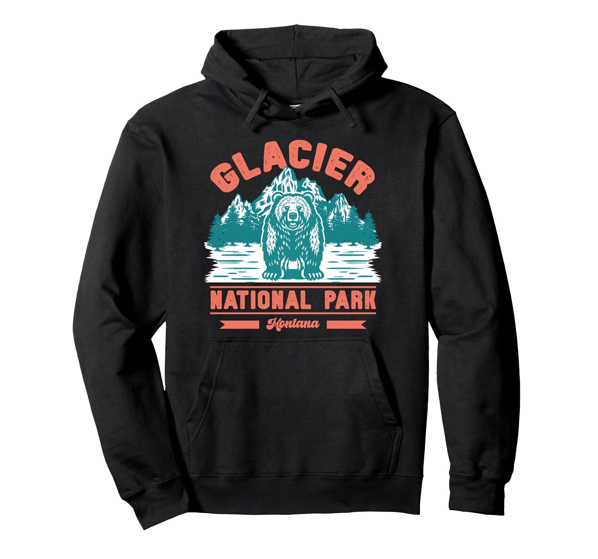 Bear Glacier National Park Montana Hoodie - Graphic Print for Adults - T-Shirt, Sweatshirt, Hoodie