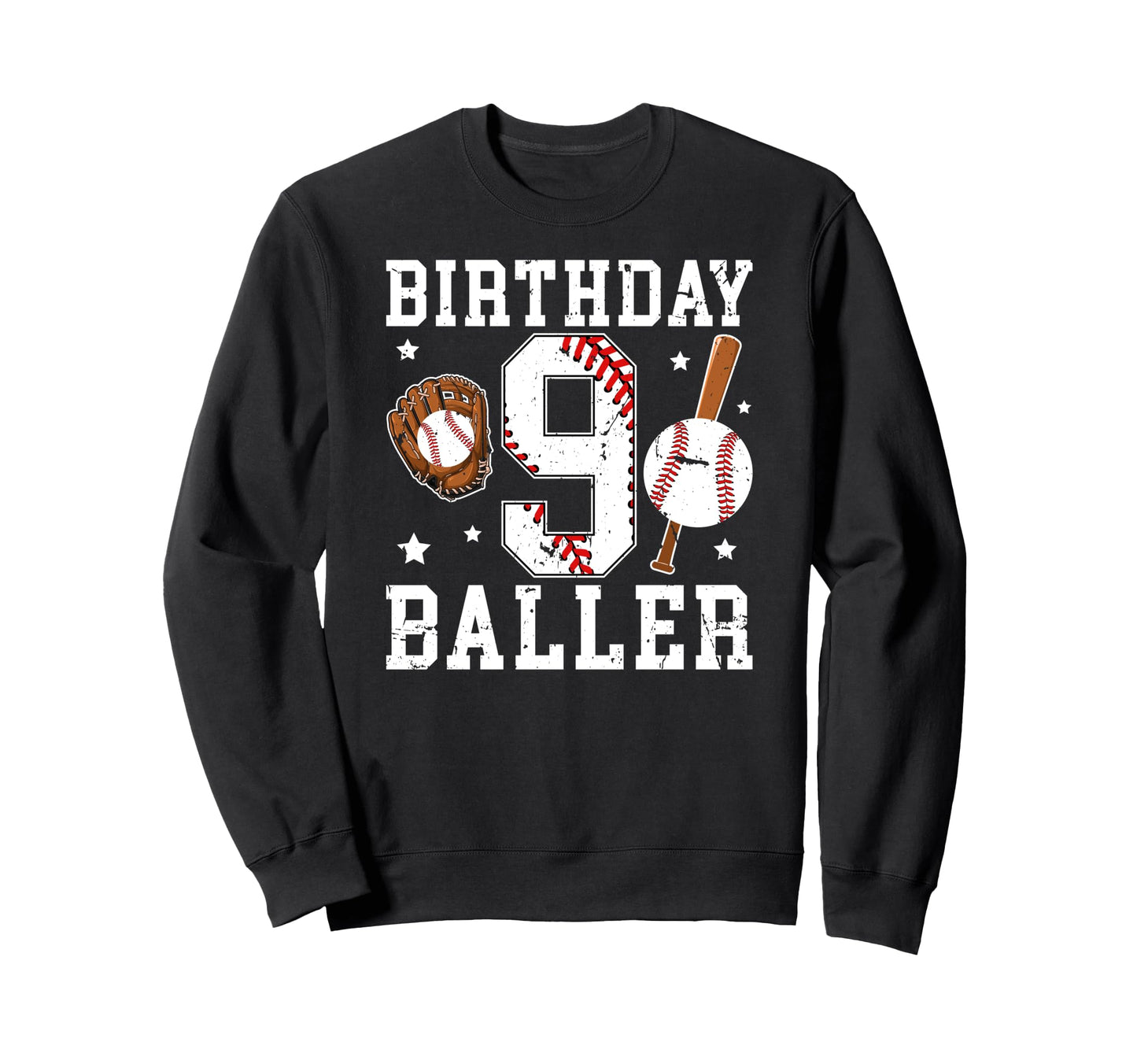 9Th Birthday Baseball Nine Year Sweatshirt - Fun Novelty Design Men Women - T-Shirt, Sweatshirt, Hoodie