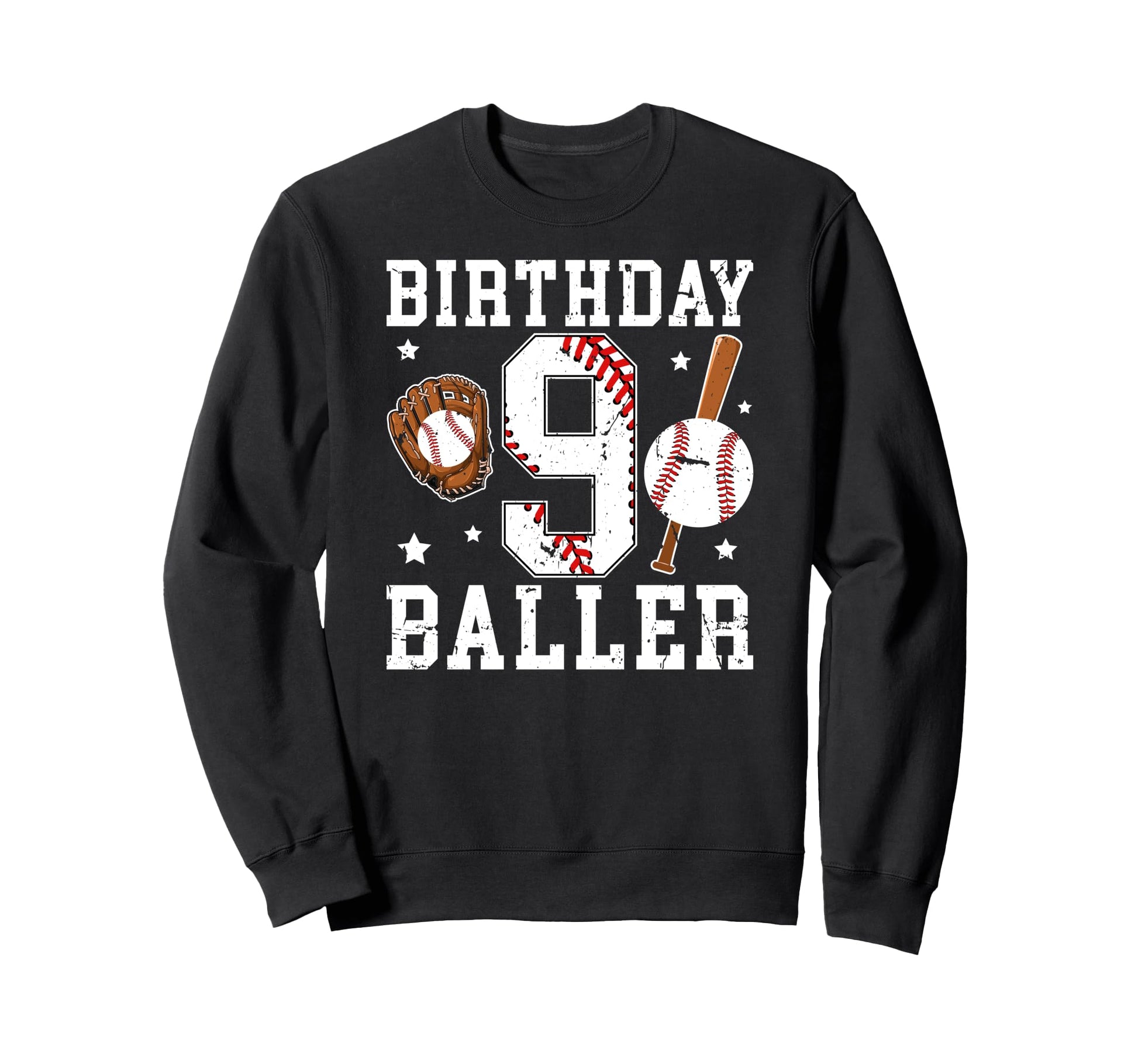 9Th Birthday Baseball Nine Year Sweatshirt - Fun Novelty Design Men Women - T-Shirt, Sweatshirt, Hoodie