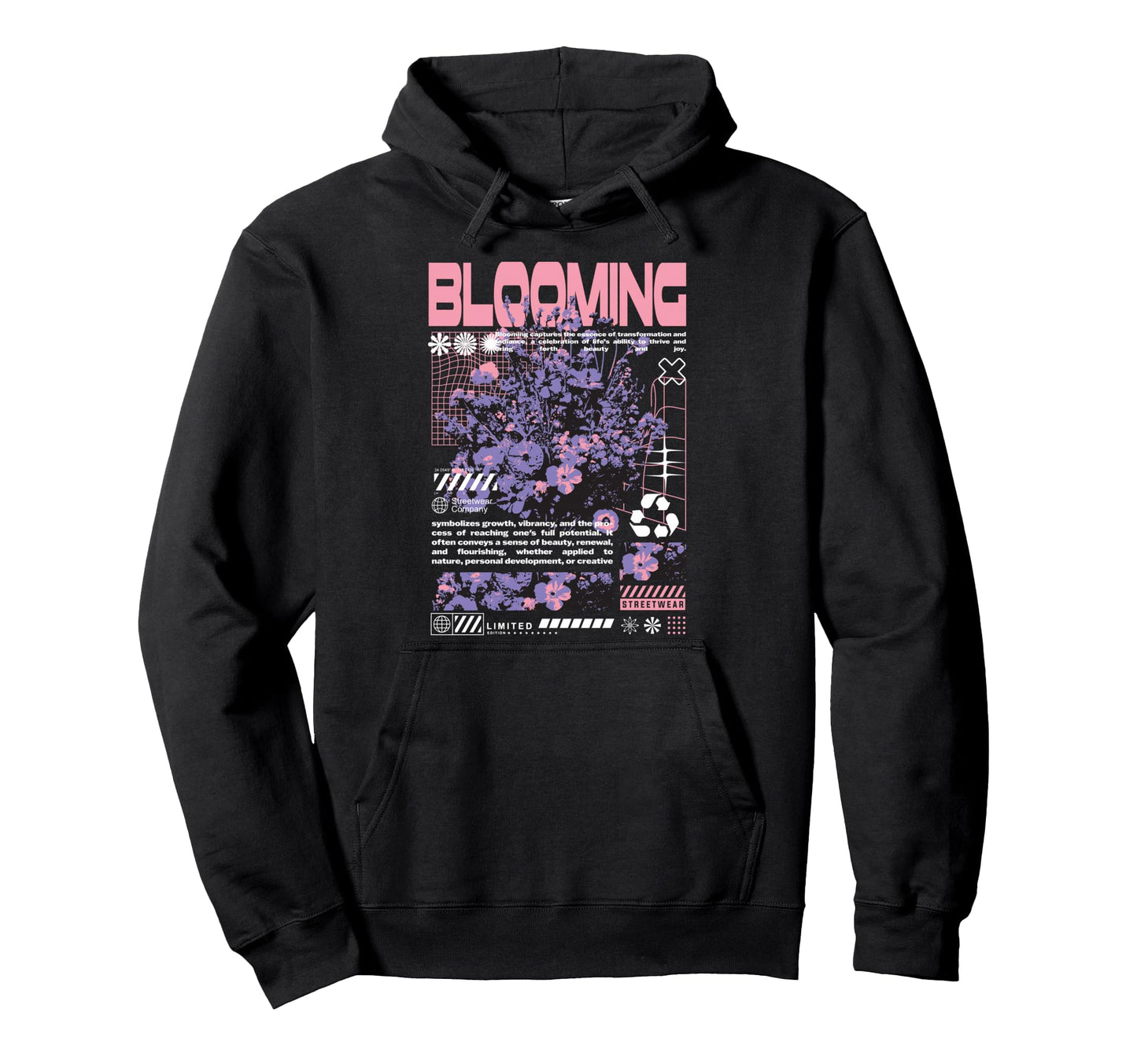 Y2K Blooming Bold Urban Graffiti Hoodie - Streetwear Style for Adults - T-Shirt, Sweatshirt, Hoodie