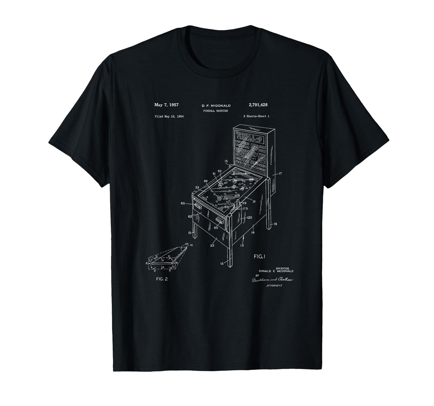 Pinball Machine Patent Game Flipper T-Shirt - Trendy Graphic Unisex - T-Shirt, Sweatshirt, Hoodie