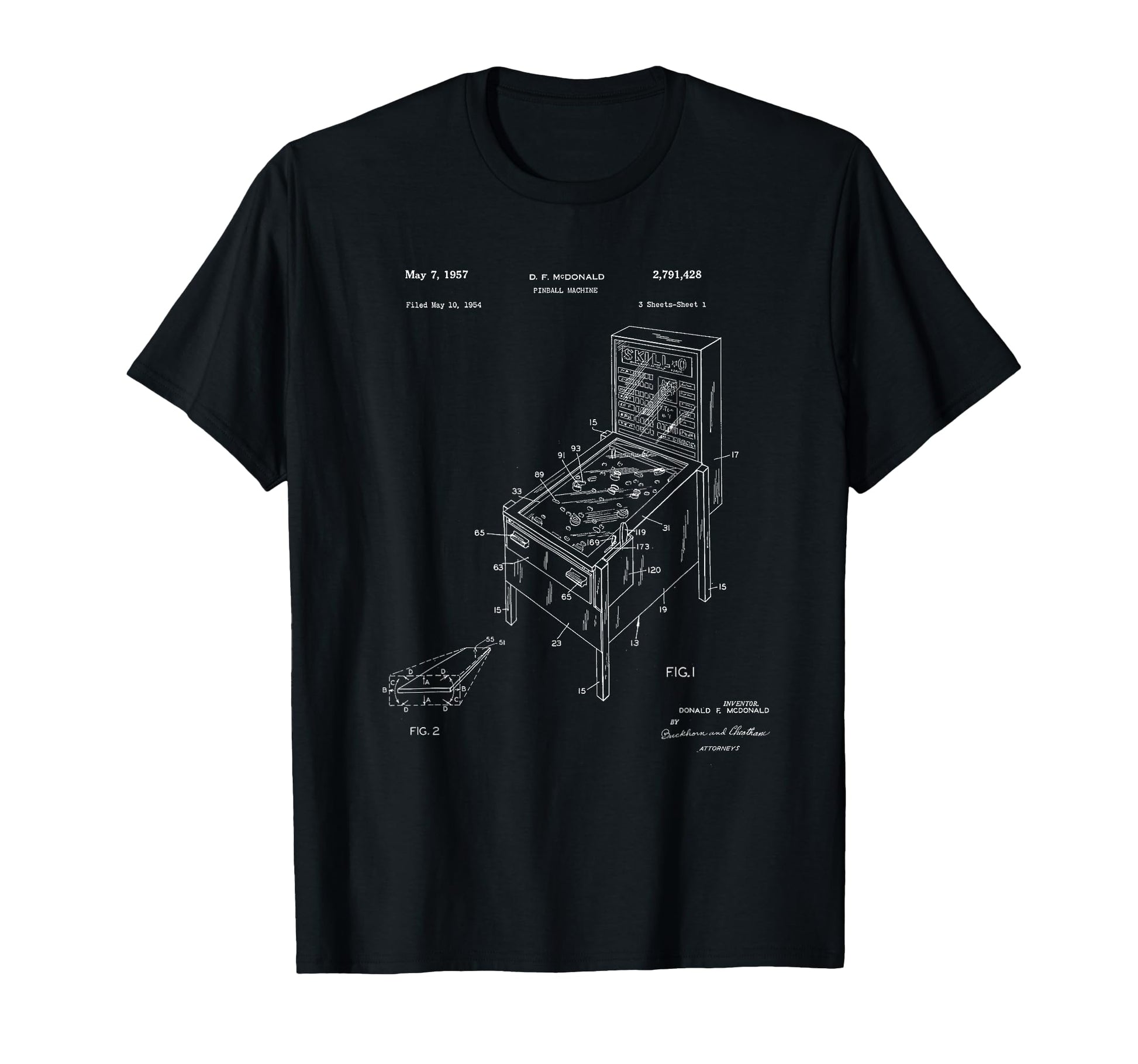 Pinball Machine Patent Game Flipper T-Shirt - Trendy Graphic Unisex - T-Shirt, Sweatshirt, Hoodie
