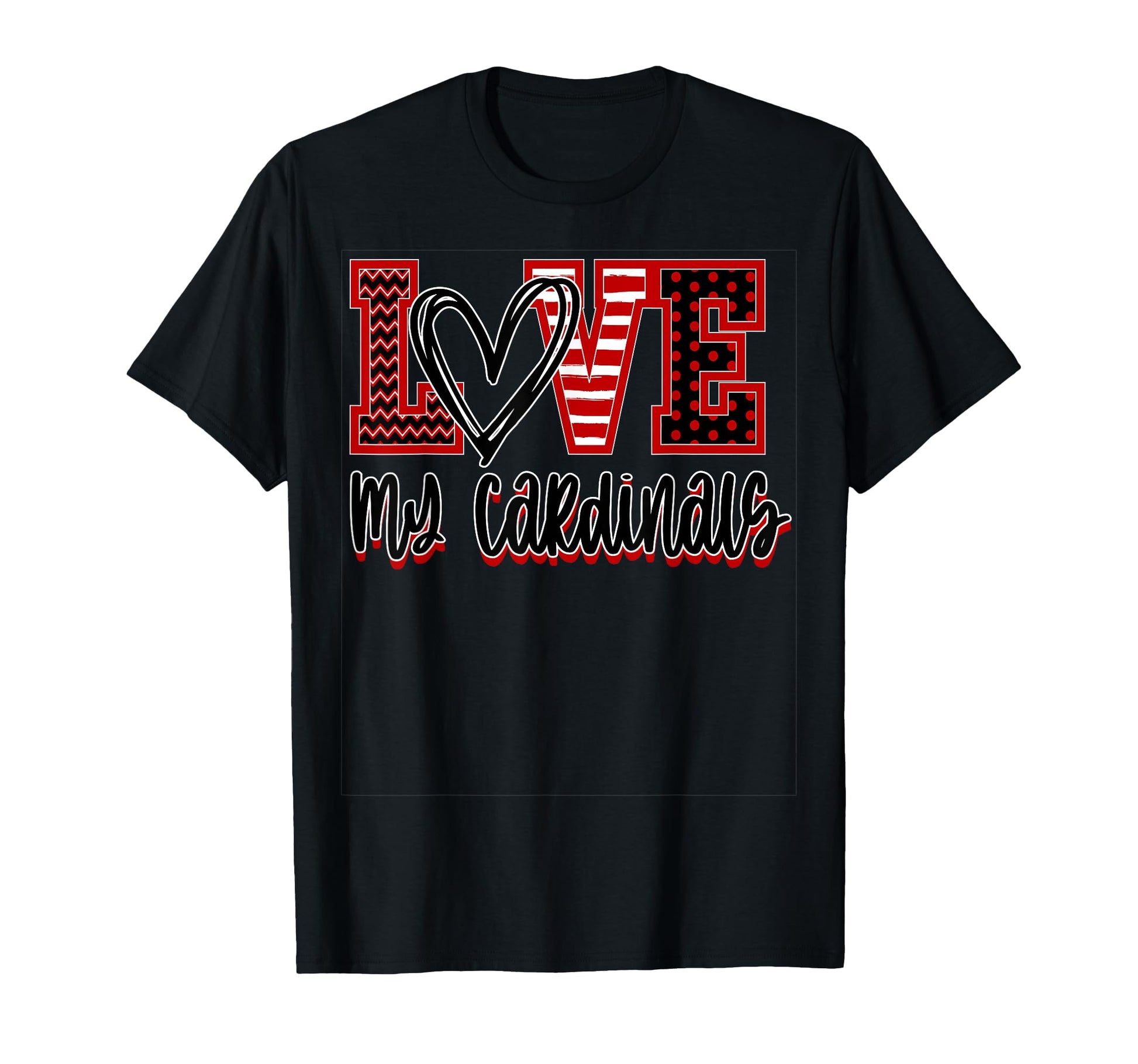 Cardinals School Spirit Love T-Shirt - Casual Everyday Wear for Adults - T-Shirt, Sweatshirt, Hoodie