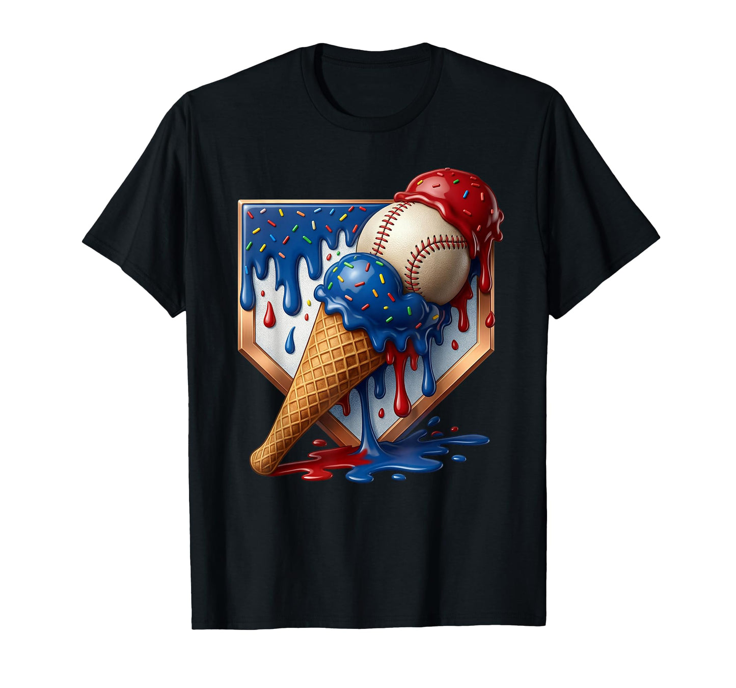 American Distressed Baseball Ice Cream T-Shirt - Aesthetic Graphic Unisex - T-Shirt, Sweatshirt, Hoodie