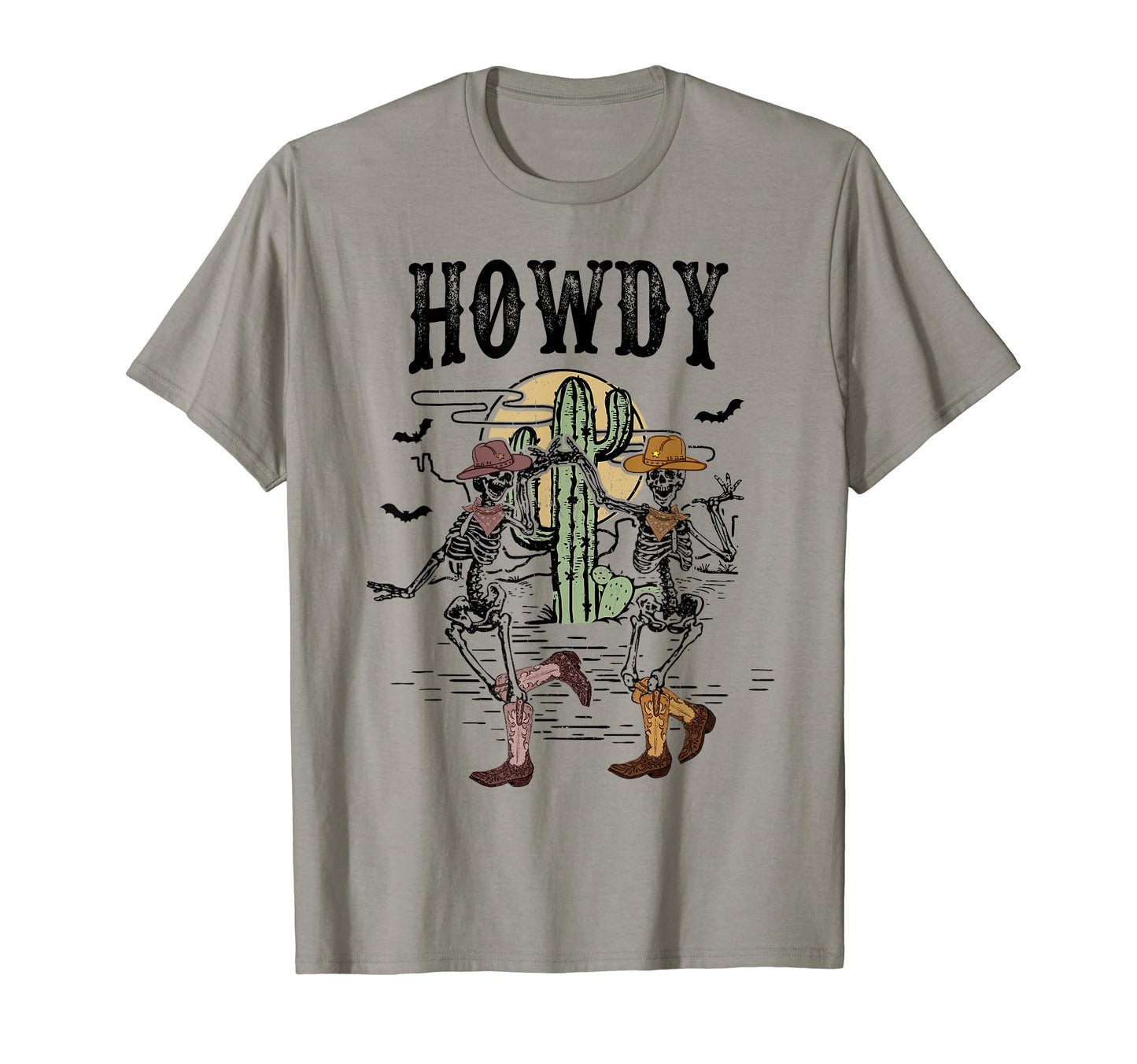 Howdy Desert Dancing Skeleton Cowboy T-Shirt - Custom Art Print Unisex - T-Shirt, Sweatshirt, Hoodie
