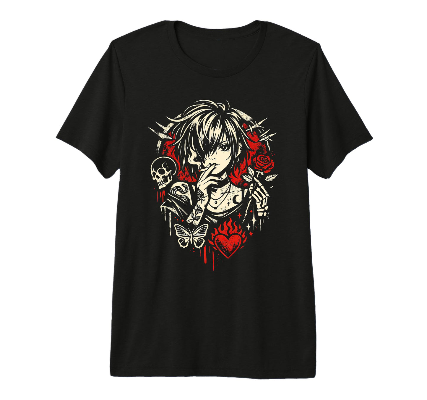 Smoking Grunge Goth Tattoo Art Rock T-Shirt - Aesthetic Graphic for Adults - T-Shirt, Sweatshirt, Hoodie