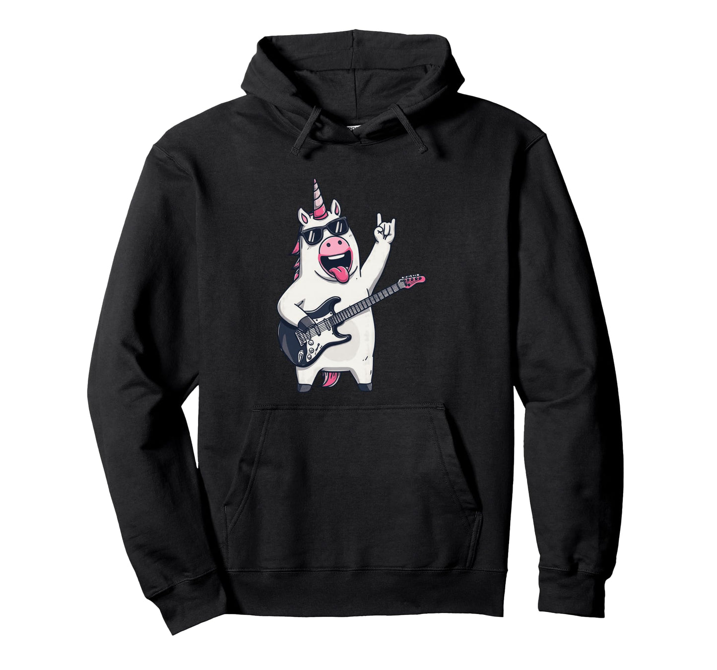 Funny Unicorn Rock Music Guitar Player Hoodie - Unique Graphic for Adults - T-Shirt, Sweatshirt, Hoodie