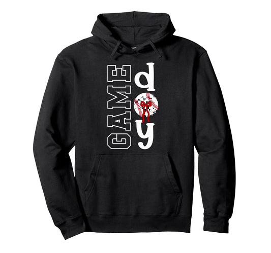Baseball Game Day Bow Game Day Hoodie - Aesthetic Graphic for Adults - T-Shirt, Sweatshirt, Hoodie